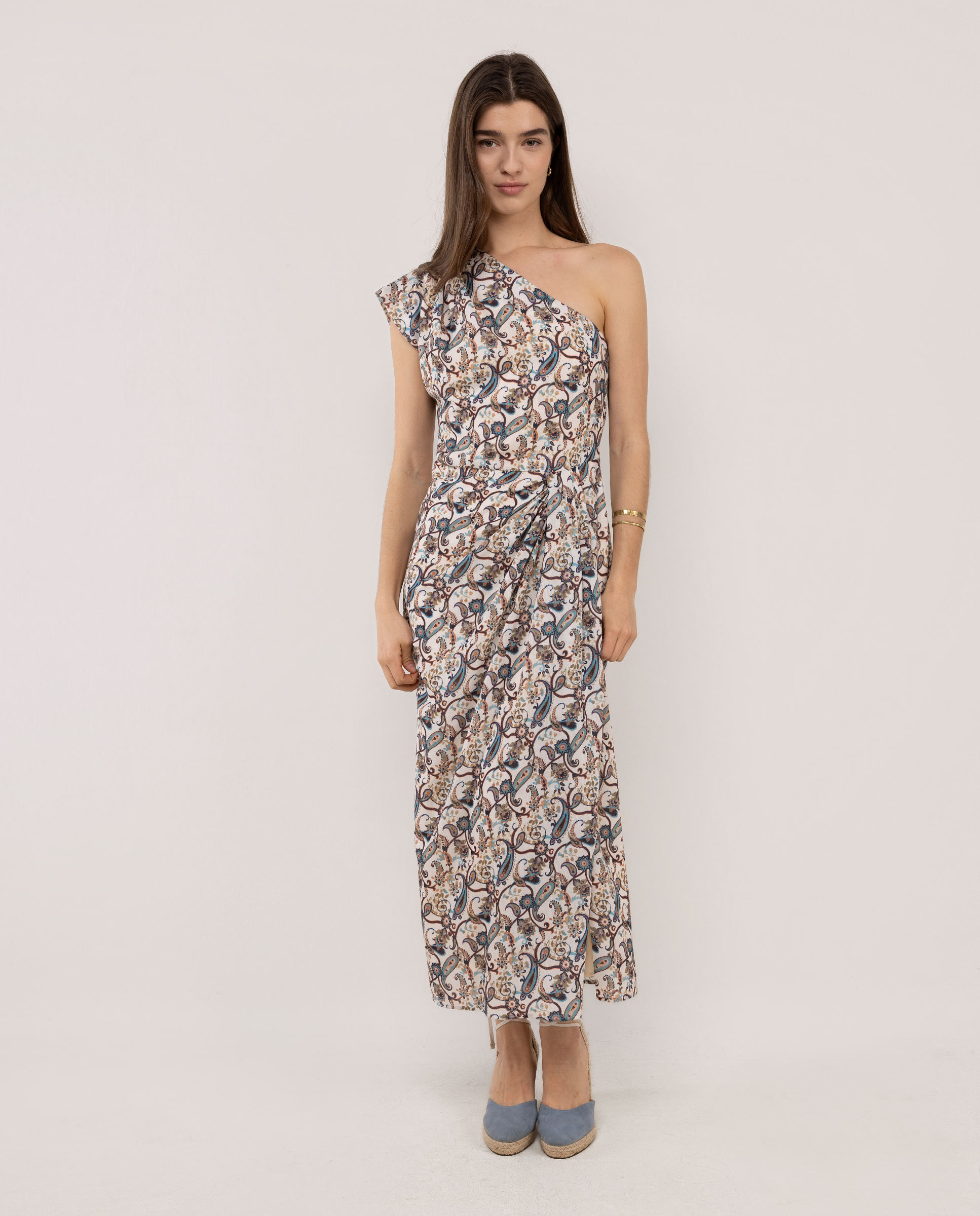 Imagen 0 de Vestido de un tirante de mujer estampado colette Natural