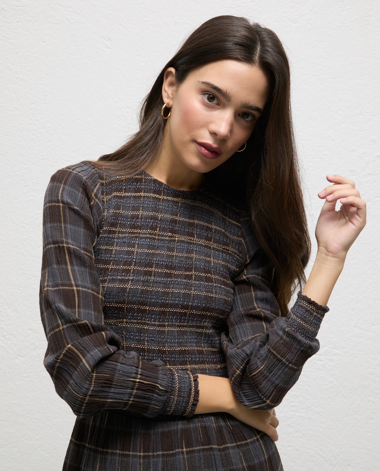 Vestido de mujer de cuadros suzanne - El Ganso - Marrón Marrón-3