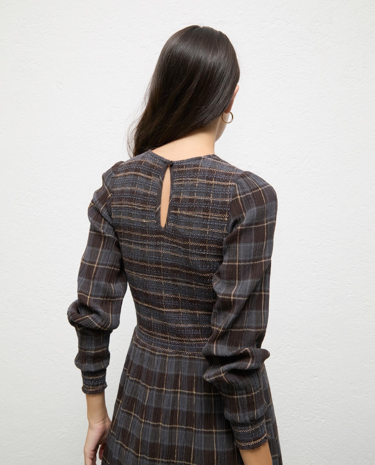Vestido de mujer de cuadros suzanne - El Ganso - Marrón Marrón-4