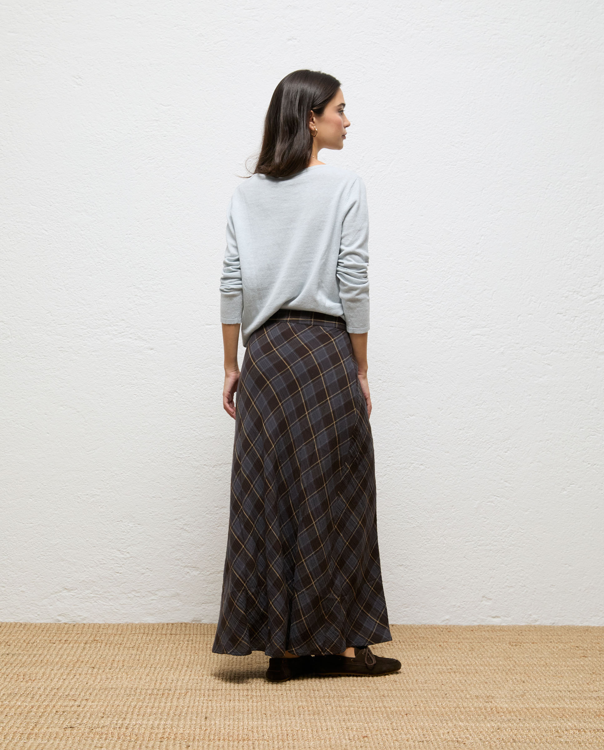 Falda de mujer de cuadros martina - El Ganso - Gris Gris-2