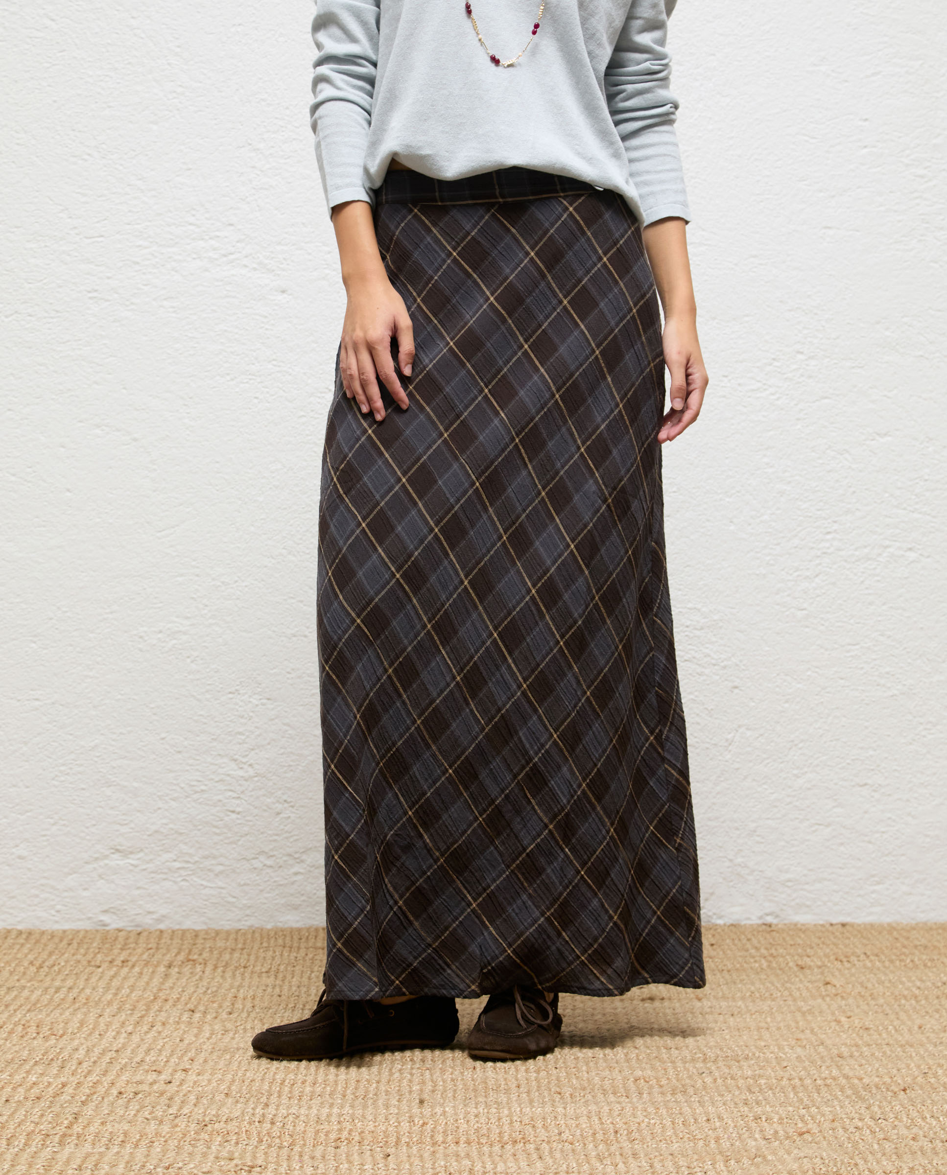 Falda de mujer de cuadros martina - El Ganso - Gris Gris-3