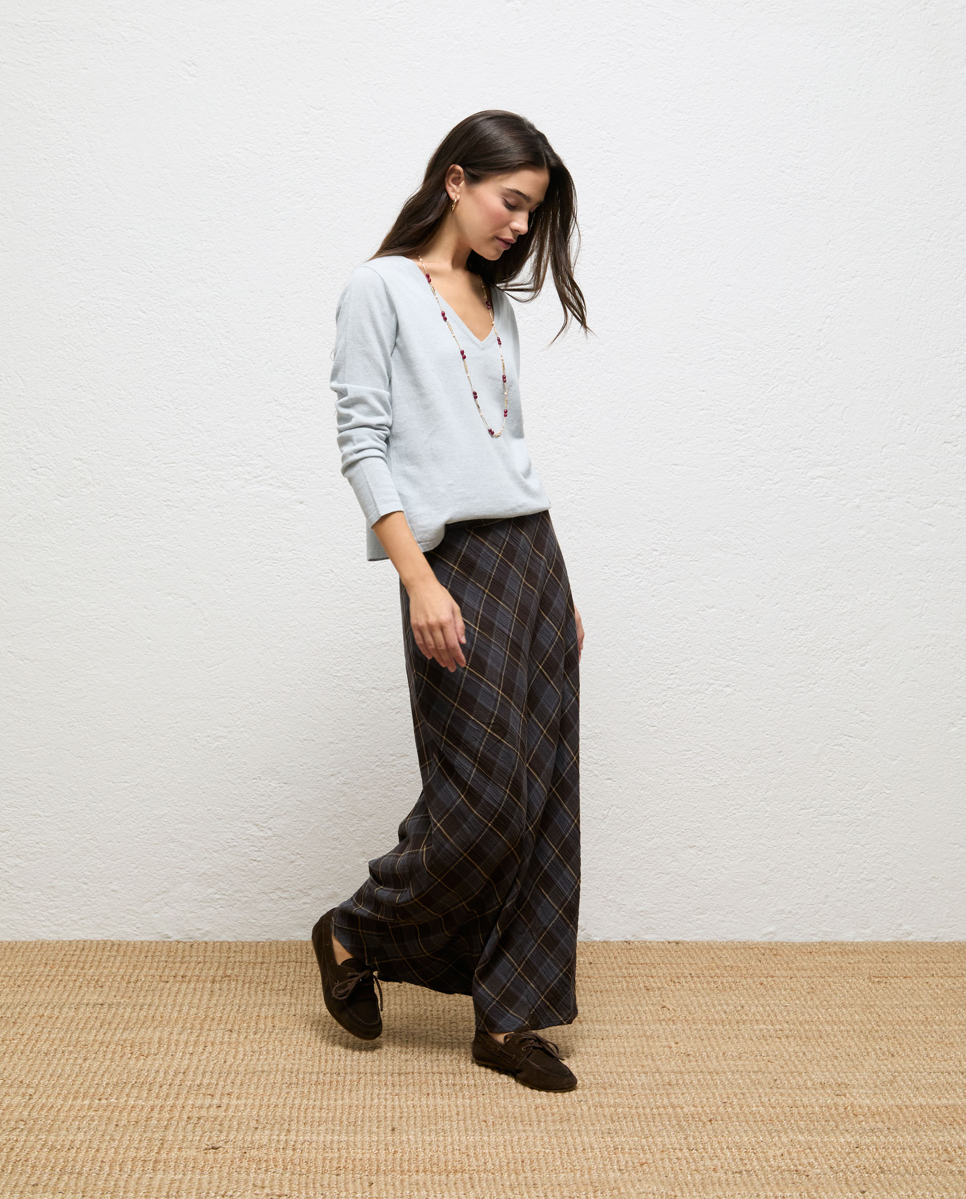 Falda de mujer de cuadros martina - El Ganso - Gris Gris-4