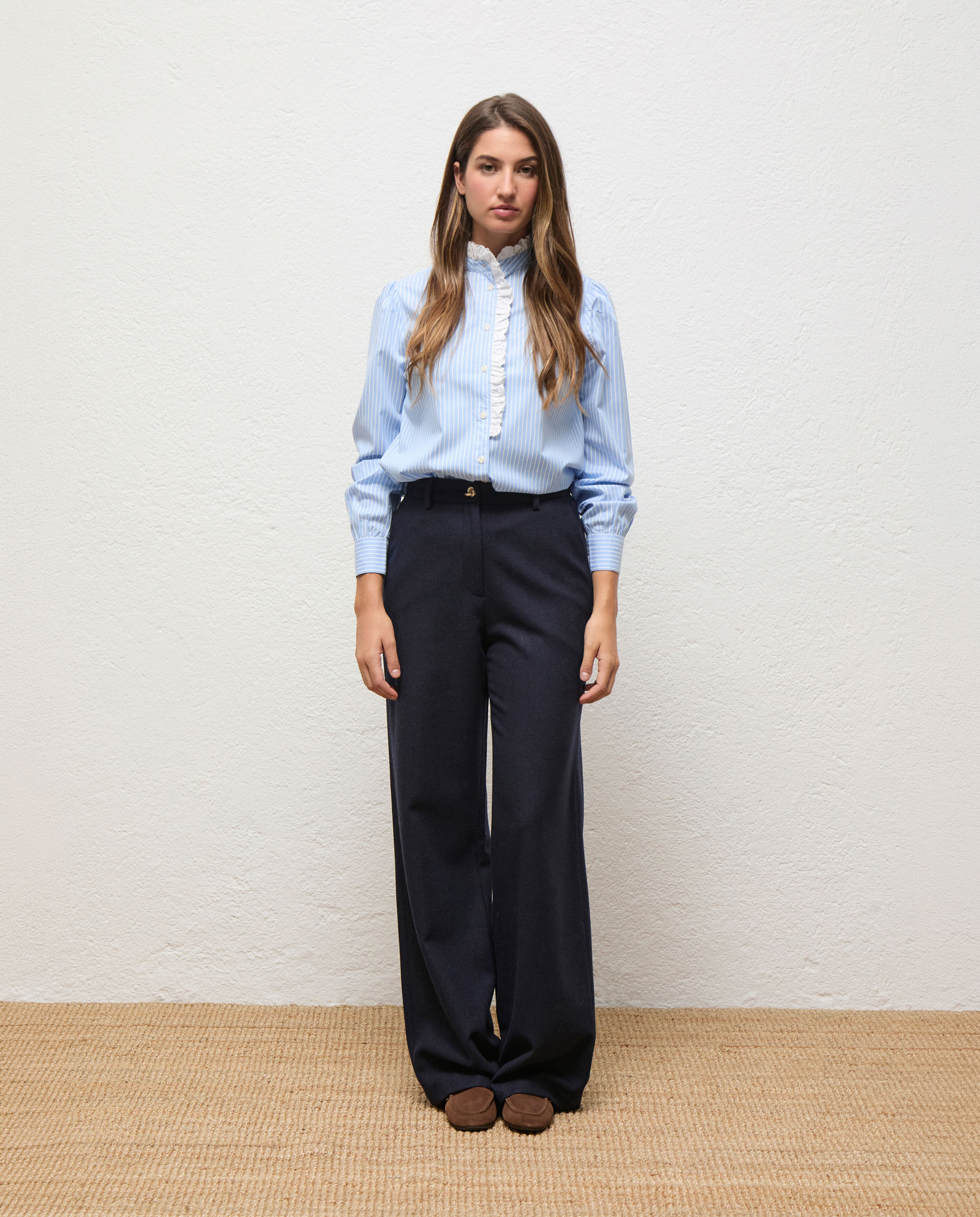 Camisa de mujer volante louise - El Ganso - Azul celeste Azul celeste-1
