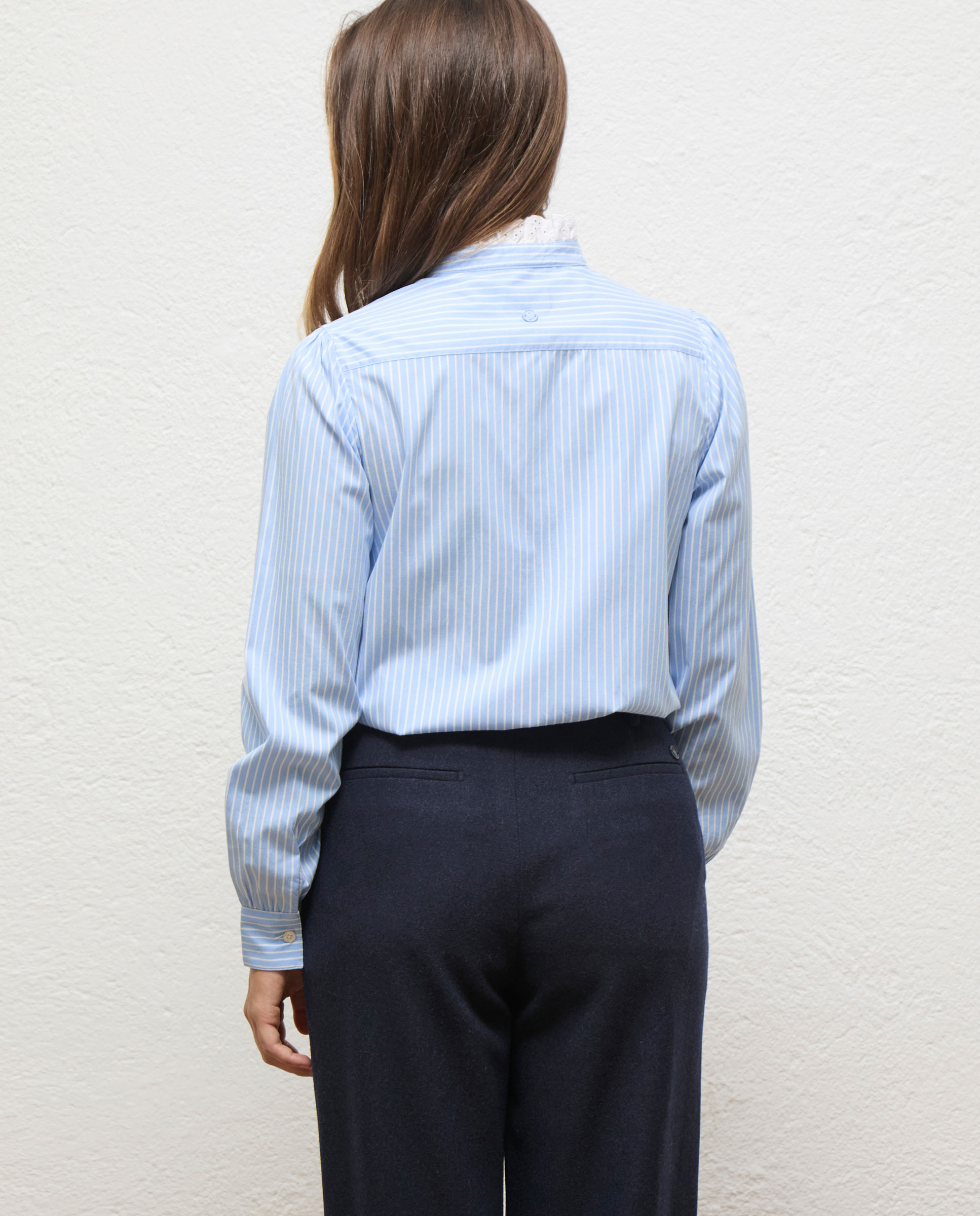 Camisa de mujer volante louise - El Ganso - Azul celeste Azul celeste-3
