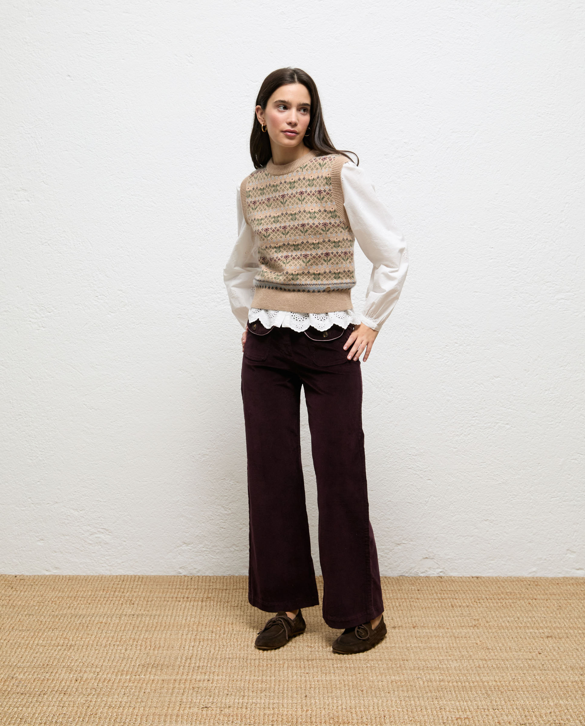 Chaleco de mujer fair isle agnes - El Ganso - Beige Beige-1