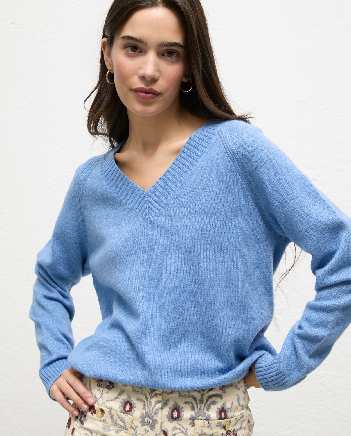 Jersey de mujer cuello pico lidia - El Ganso - Azul Azul-2