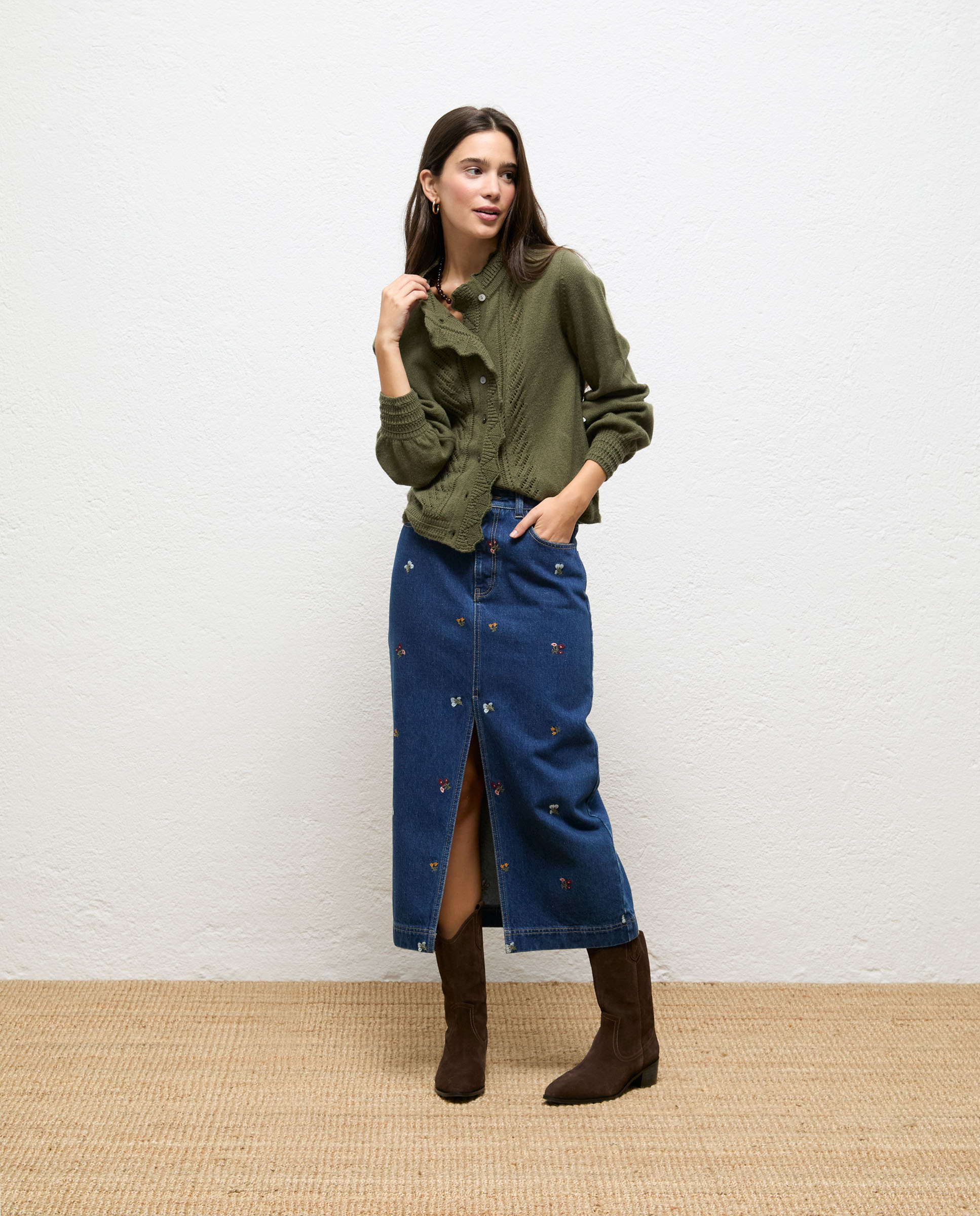 Cárdigan de mujer pointelle cecilia - El Ganso - Verde Verde-1