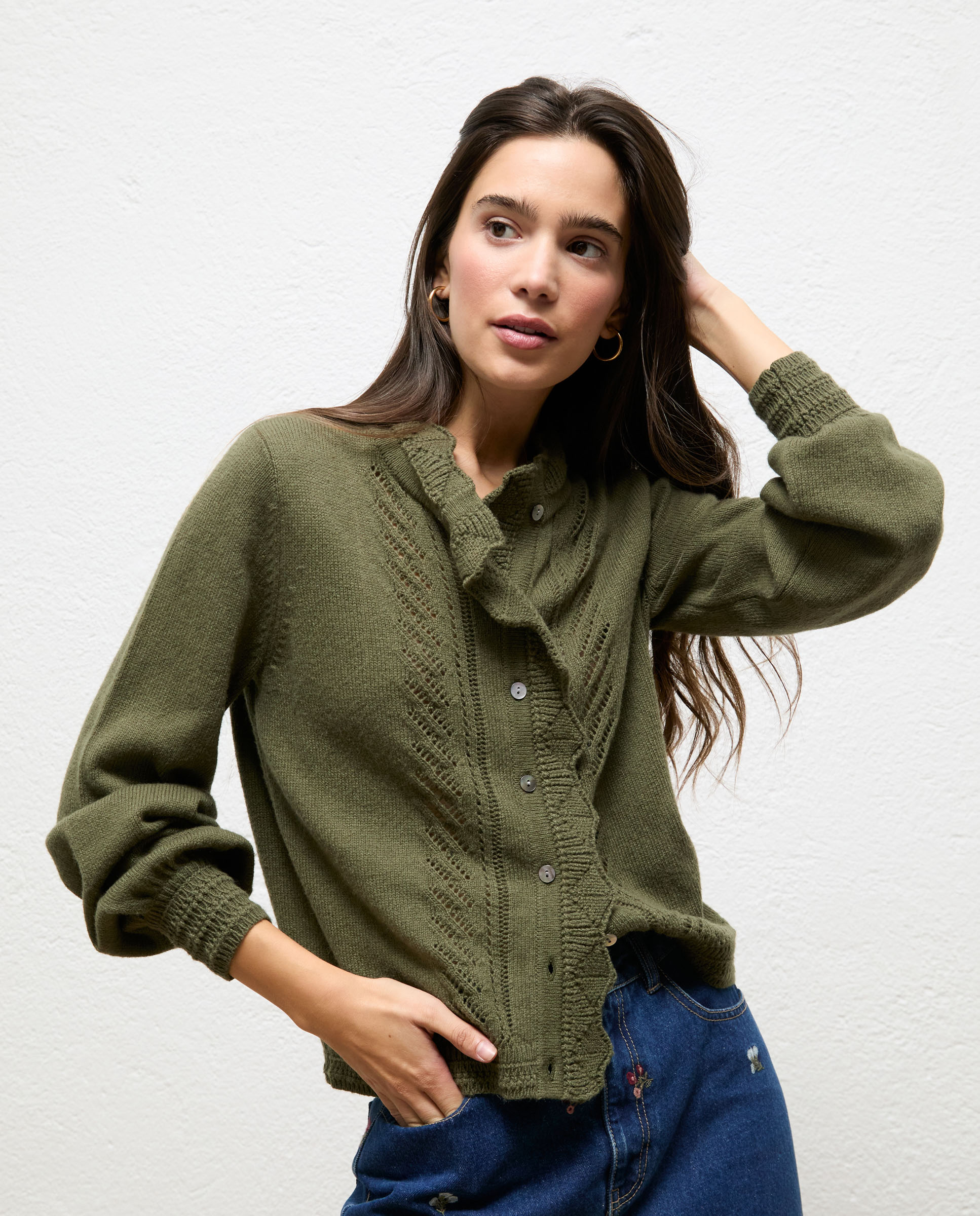 Cárdigan de mujer pointelle cecilia - El Ganso - Verde Verde-2