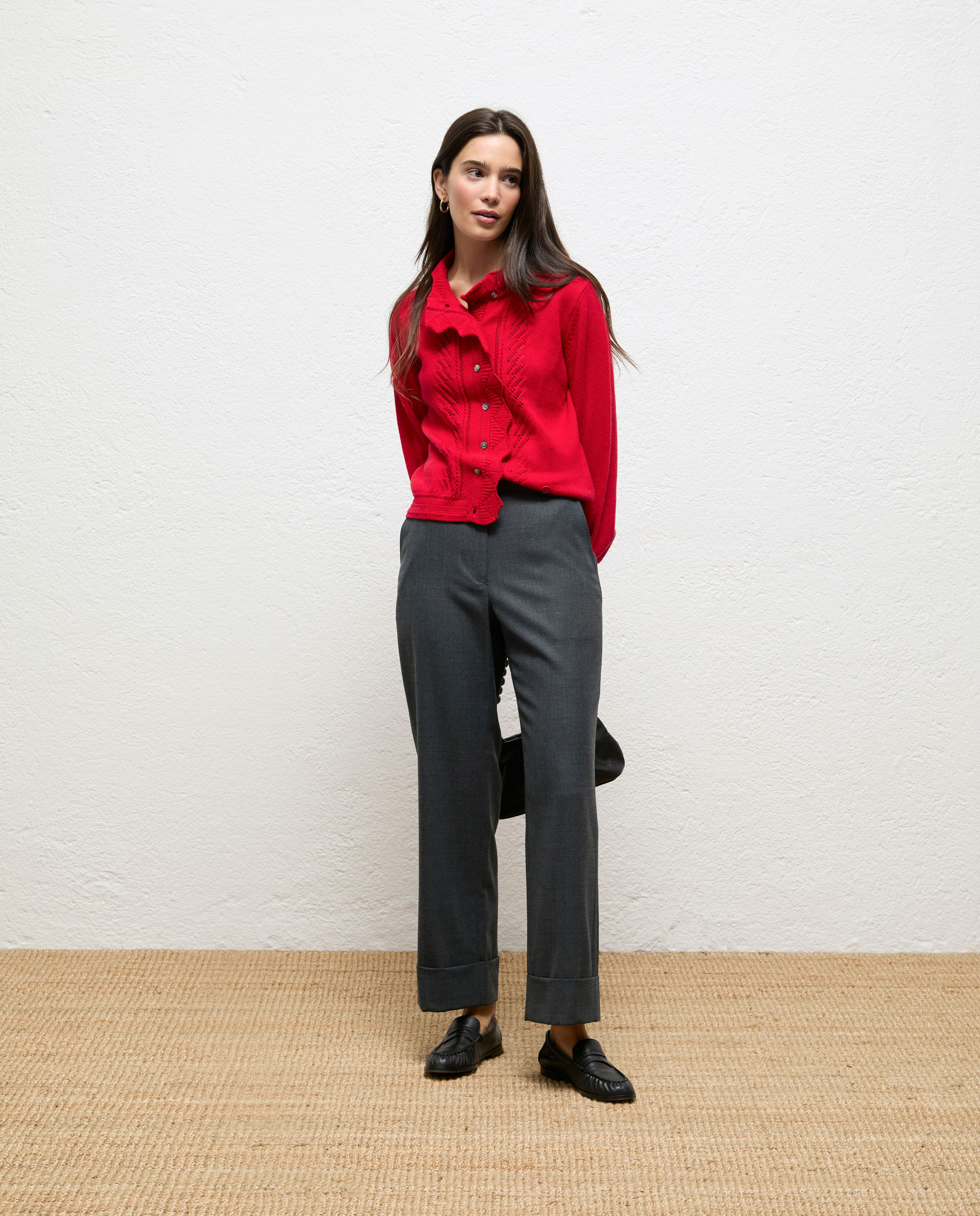 Cárdigan de mujer pointelle cecilia - El Ganso - Rojo Rojo-1