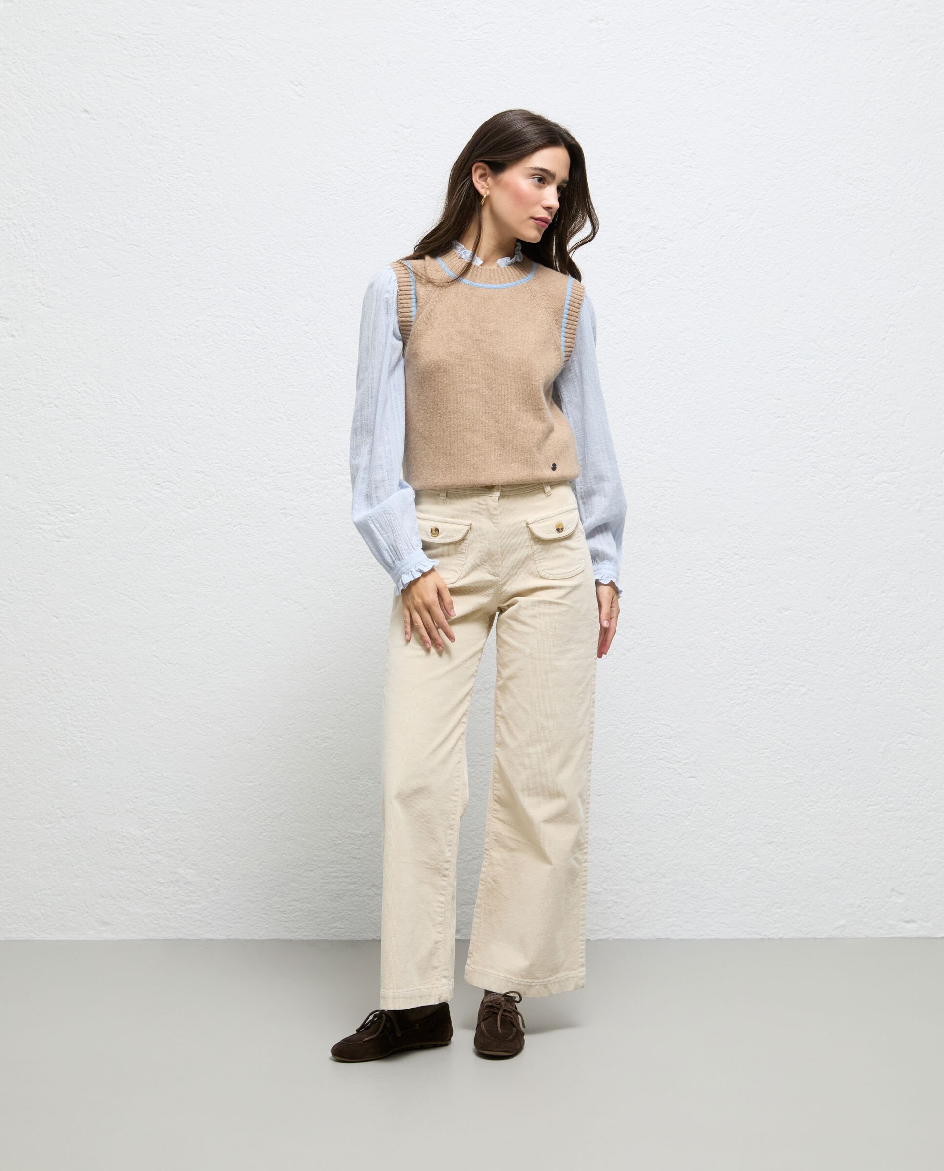 Chaleco de mujer a contraste bailey - El Ganso - Beige Beige-1