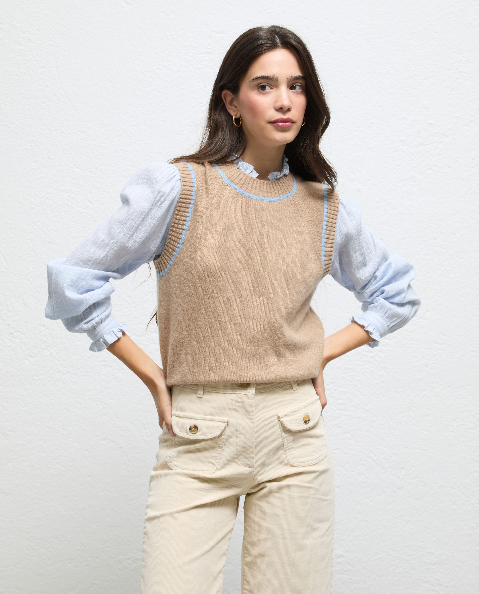 Chaleco de mujer a contraste bailey - El Ganso - Beige Beige-2