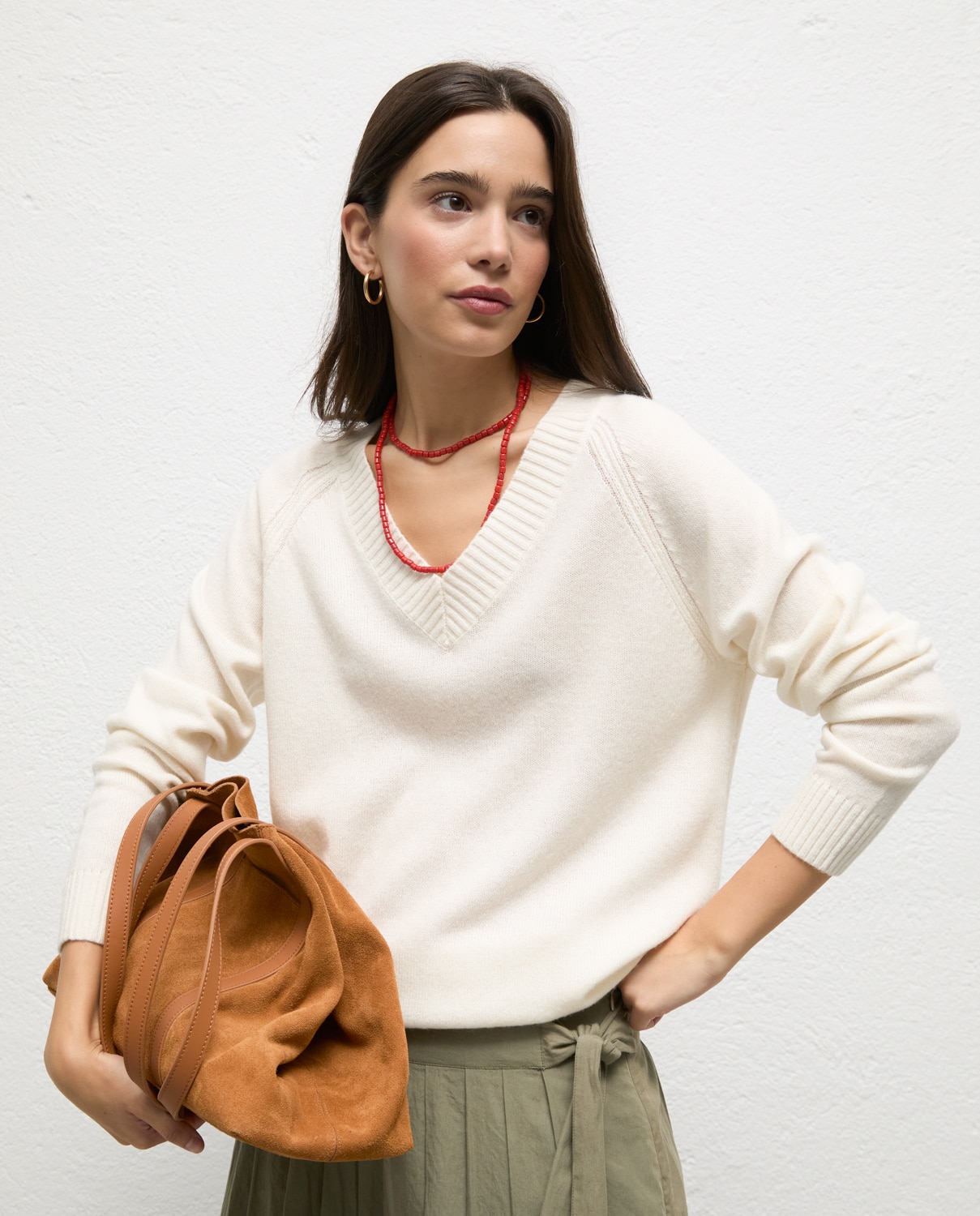 Jersey de mujer cuello pico lidia - El Ganso - Crudo Crudo-2