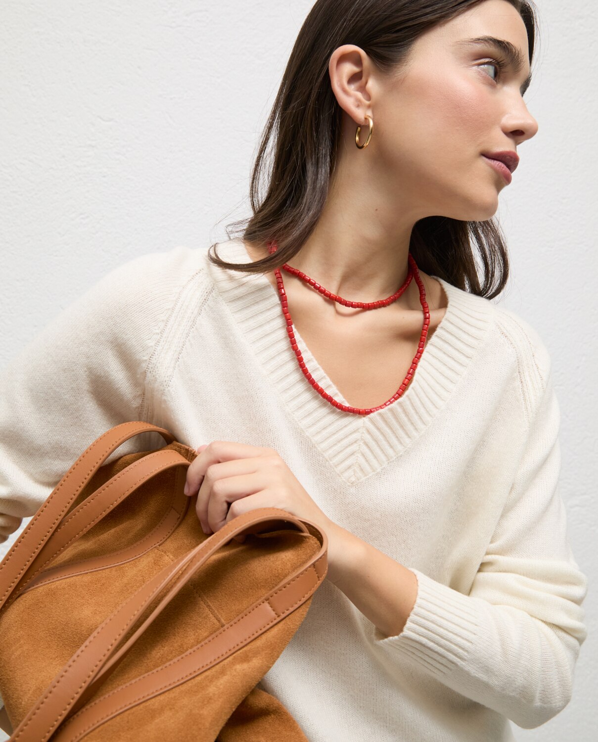 Jersey de mujer cuello pico lidia - El Ganso - Crudo Crudo-3