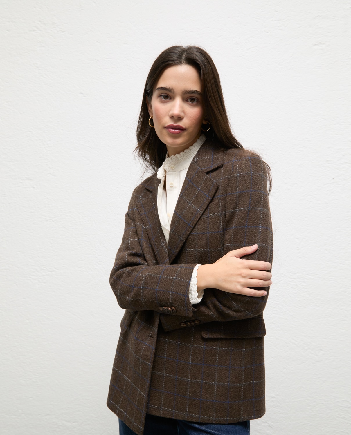 Americana de mujer de cuadros amelie - El Ganso - Marrón Marrón-2