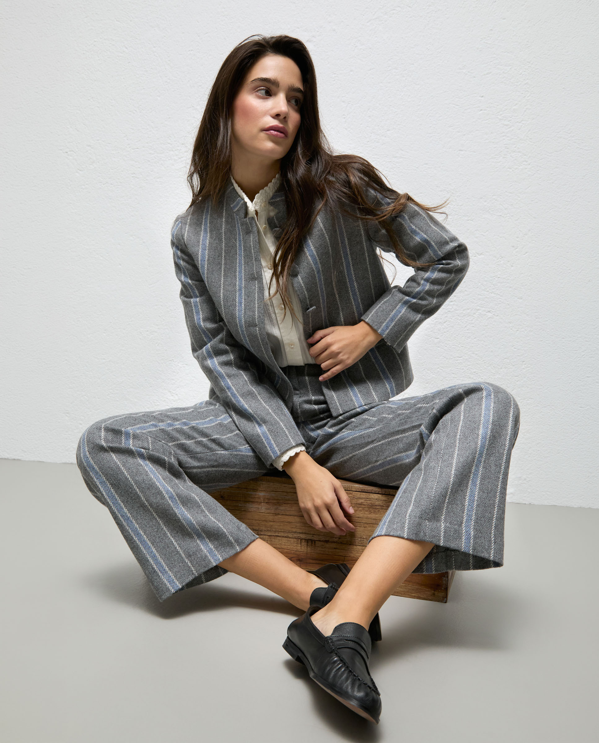Chaqueta de mujer de rayas ofelia - El Ganso - Gris Gris-2