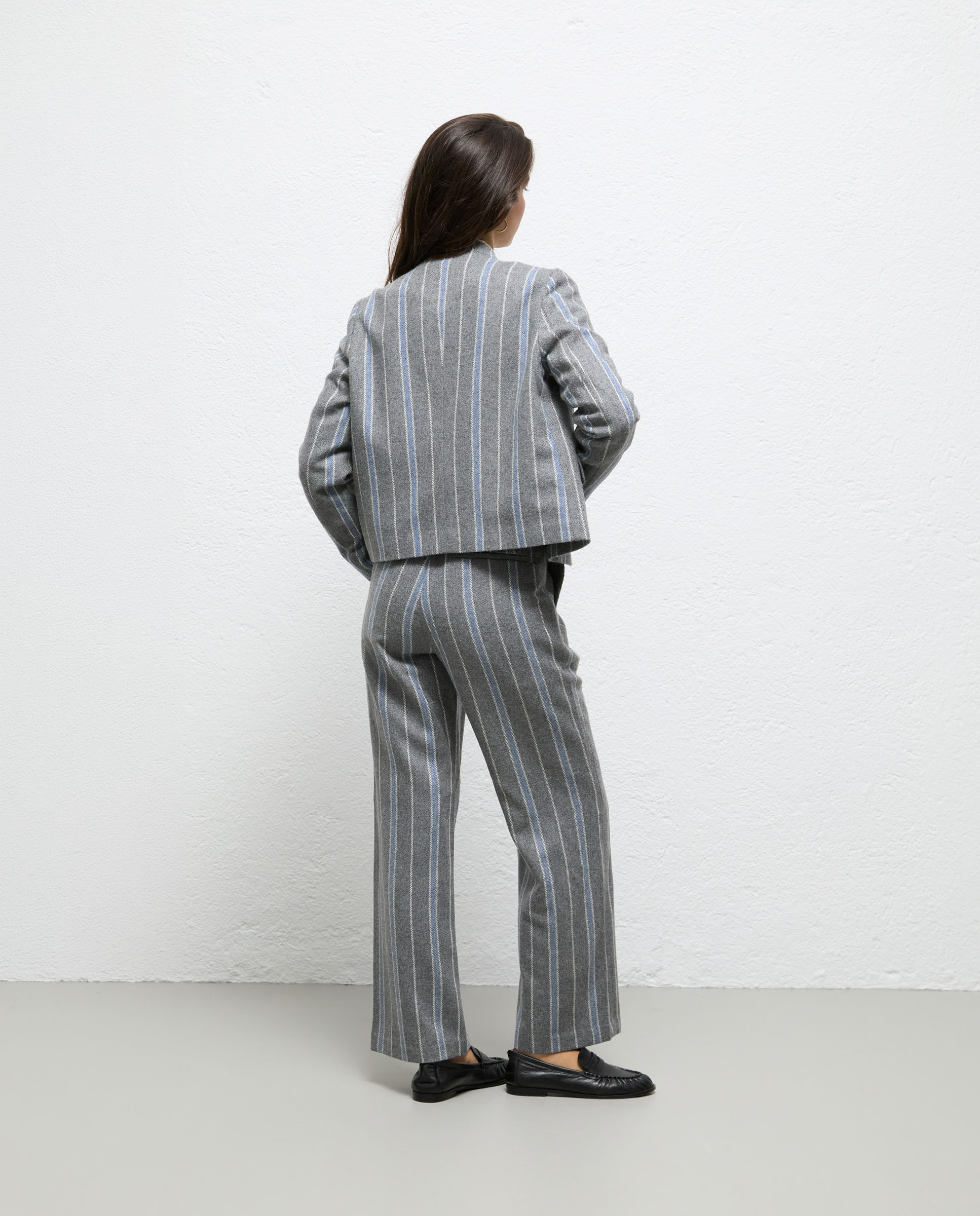 Chaqueta de mujer de rayas ofelia - El Ganso - Gris Gris-4