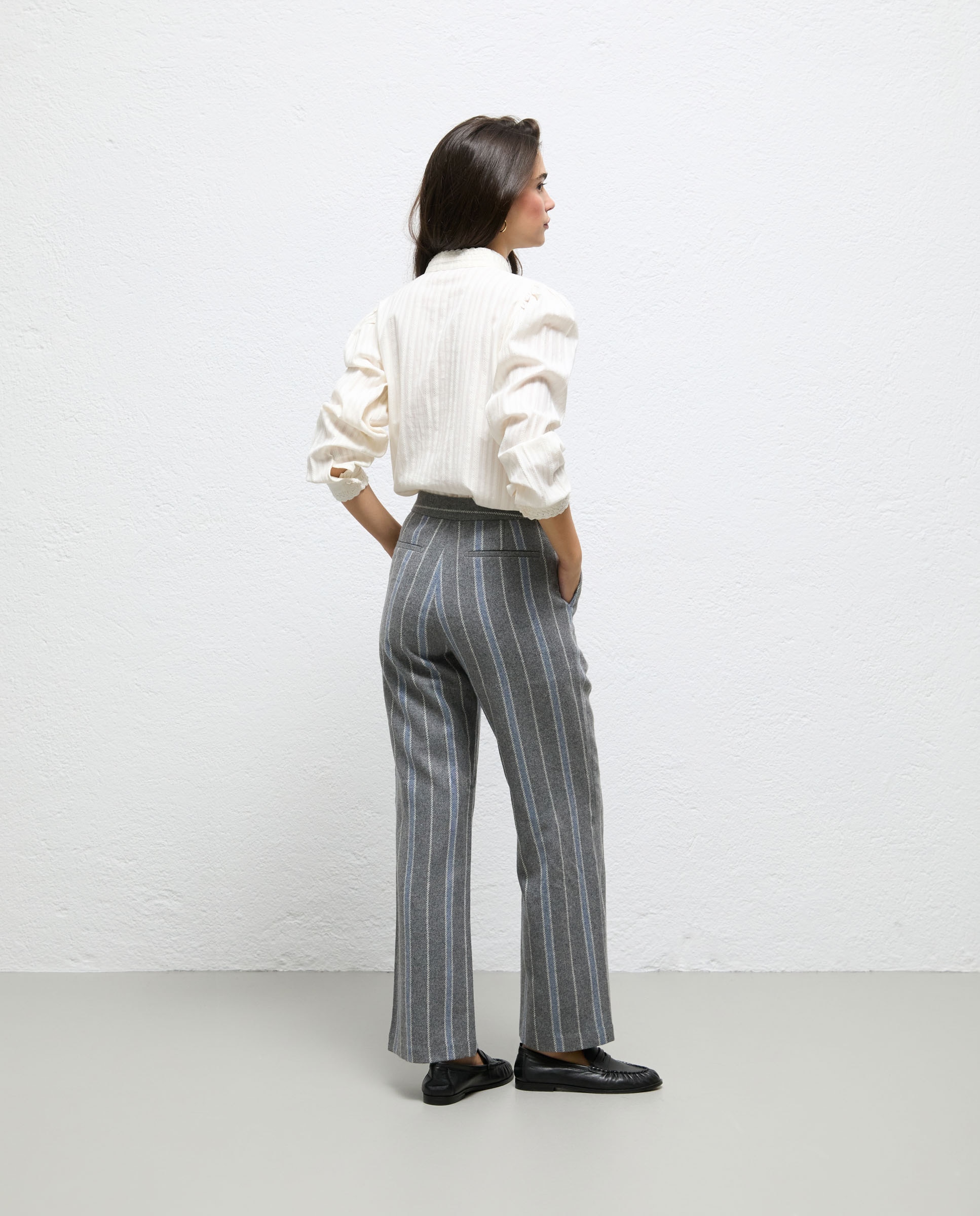 Pantalón de mujer de rayas rodas - El Ganso - Gris Gris-2