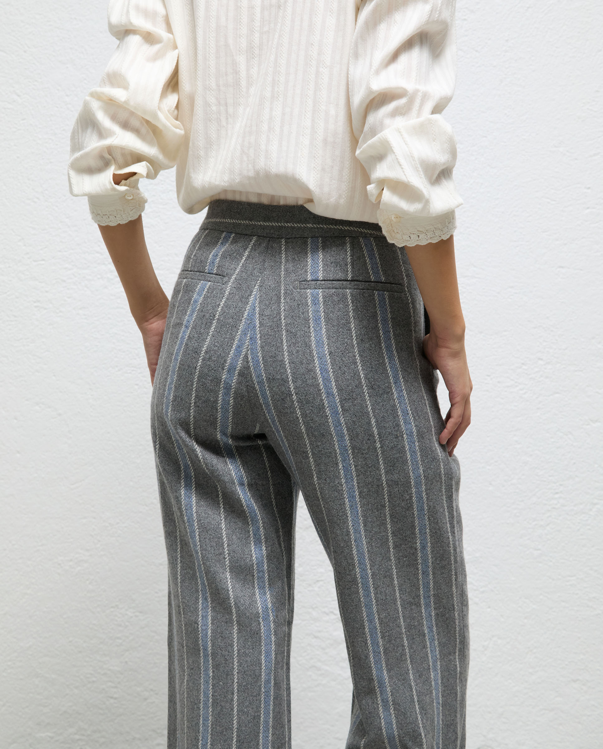 Pantalón de mujer de rayas rodas - El Ganso - Gris Gris-3