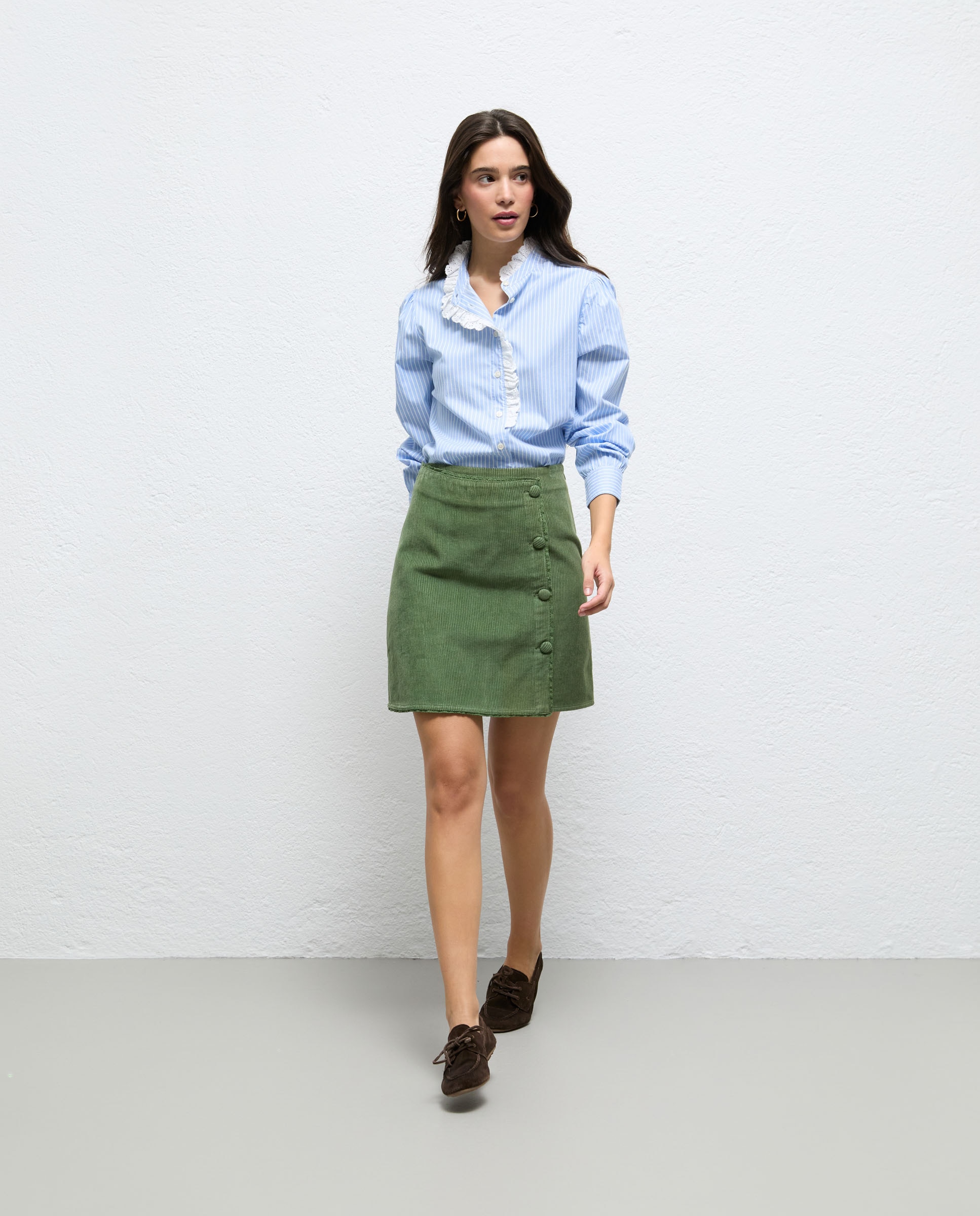 Falda de mujer de pana leonora - El Ganso - Verde Verde-1
