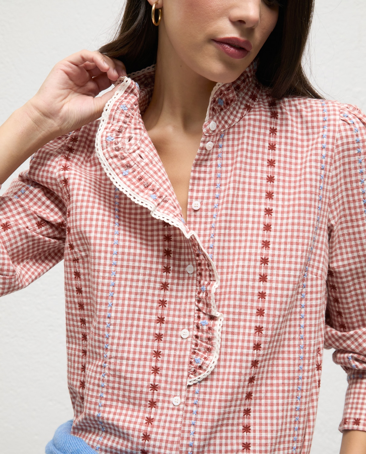 Camisa de mujer de cuadro vichy megan - El Ganso - Teja Teja-2