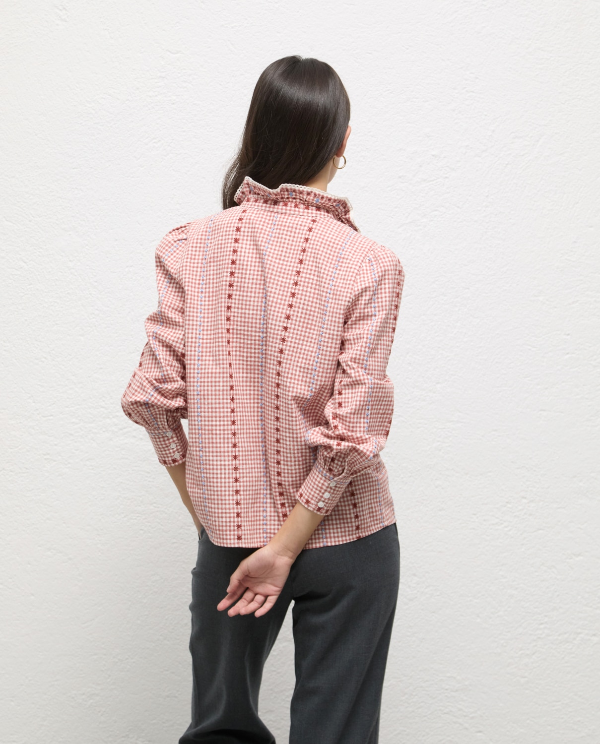 Camisa de mujer de cuadro vichy megan - El Ganso - Teja Teja-3