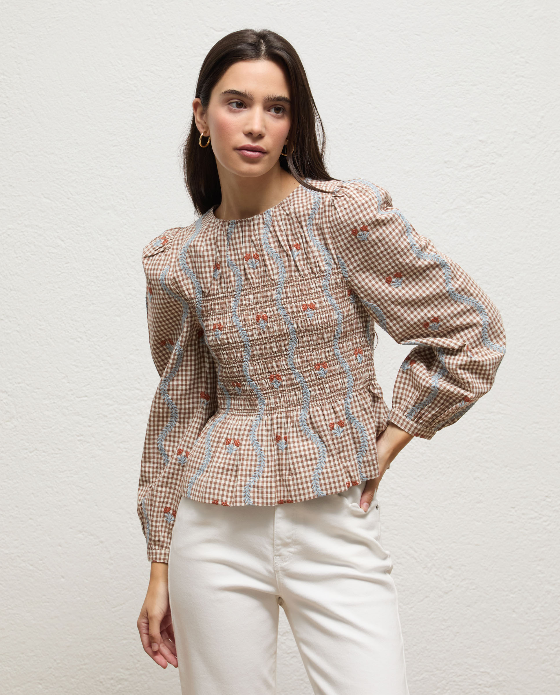 Blusa de mujer de bordados daniella - El Ganso - Marrón Marrón-4