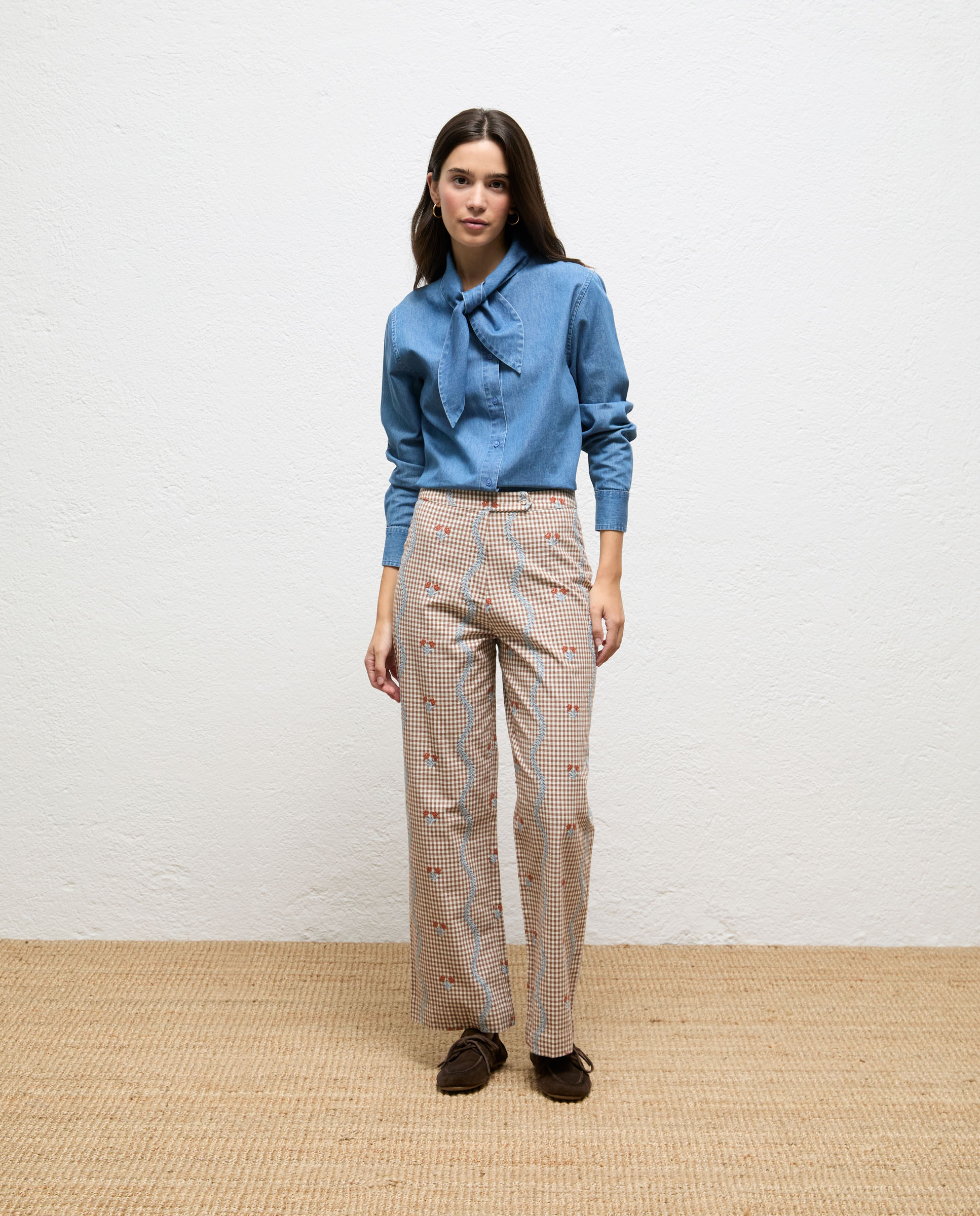 Pantalón de mujer de bordados flor - El Ganso - Marrón Marrón-1