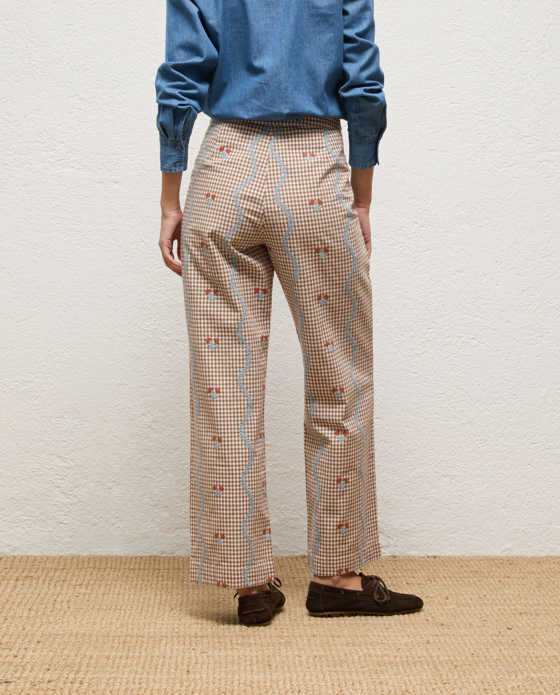 Pantalón de mujer de bordados flor - El Ganso - Marrón Marrón-4