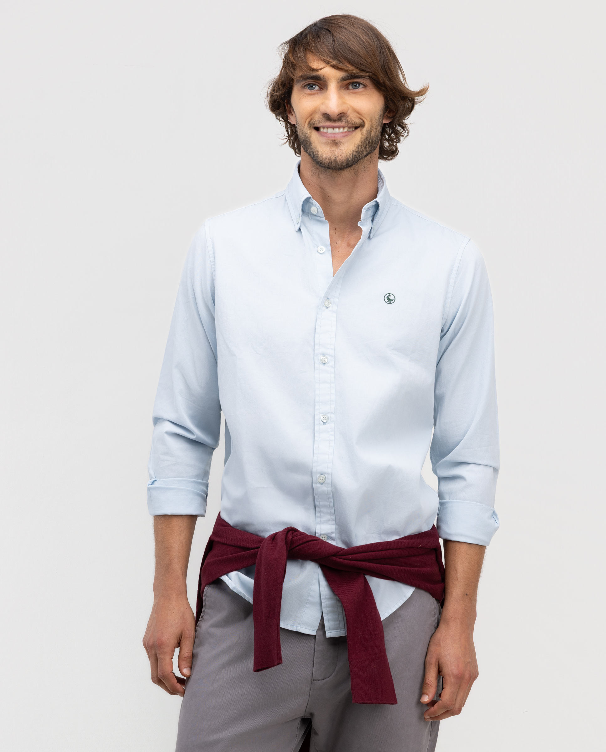 Imagen 0 de Camisa de hombre twill garment dyed Azul celeste