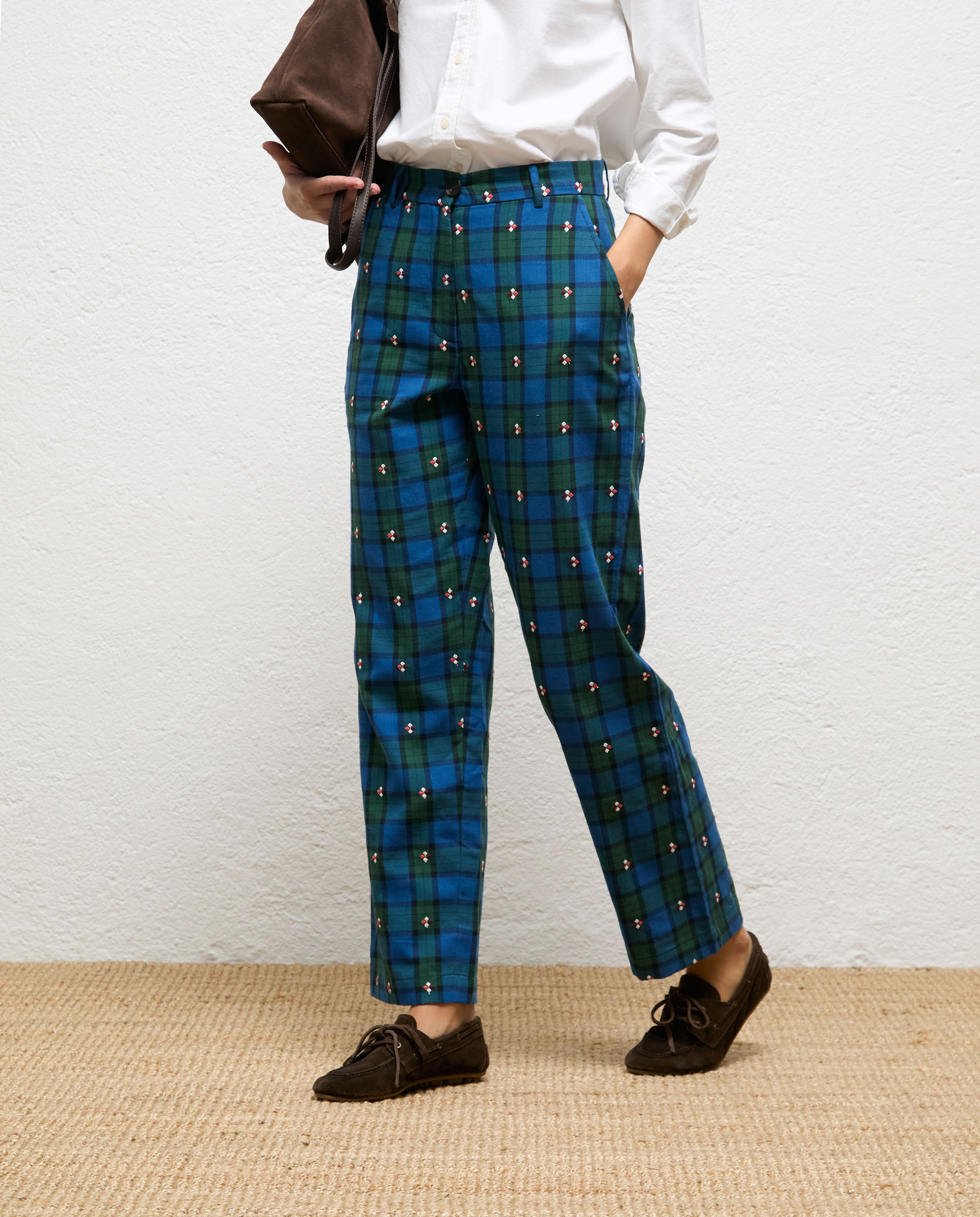 Pantalón de mujer de cuadros sira - El Ganso - Azul Azul-2
