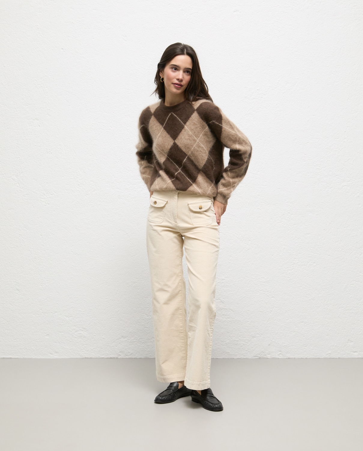 Jersey de mujer de rombos quinn - El Ganso - Beige Beige-1