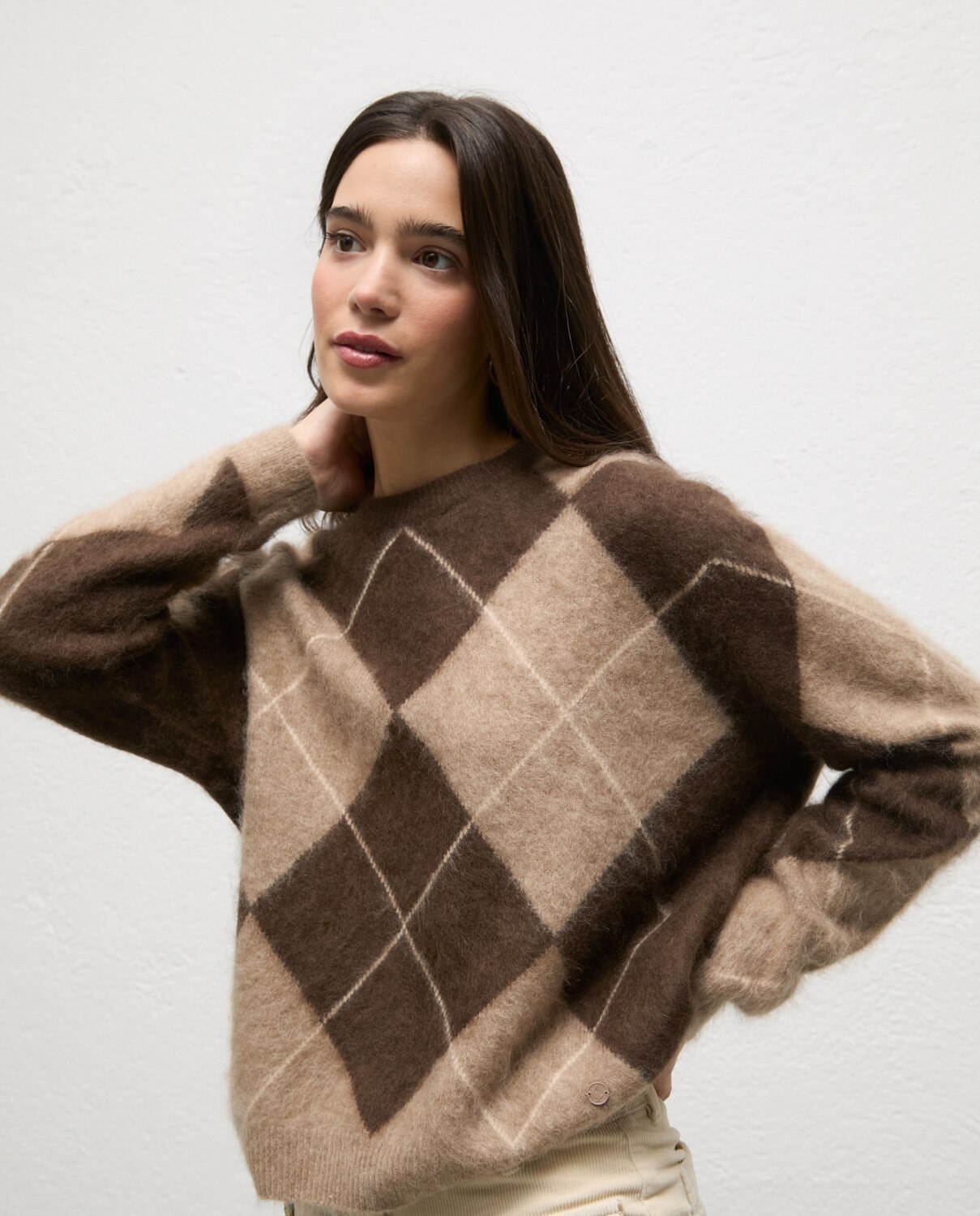 Jersey de mujer de rombos quinn - El Ganso - Beige Beige-2