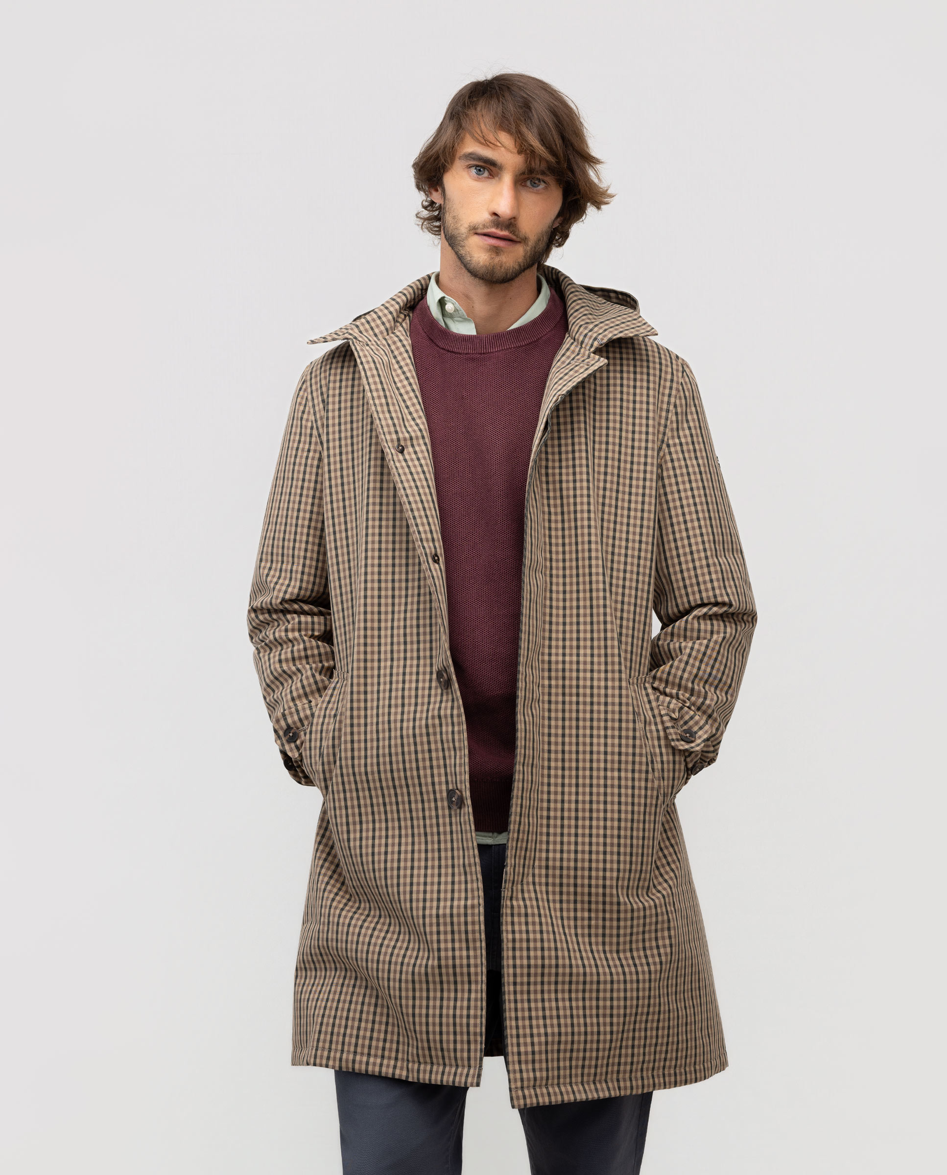 Imagen 1 de Gabardina de hombre acolchada cuadro harris Marrón