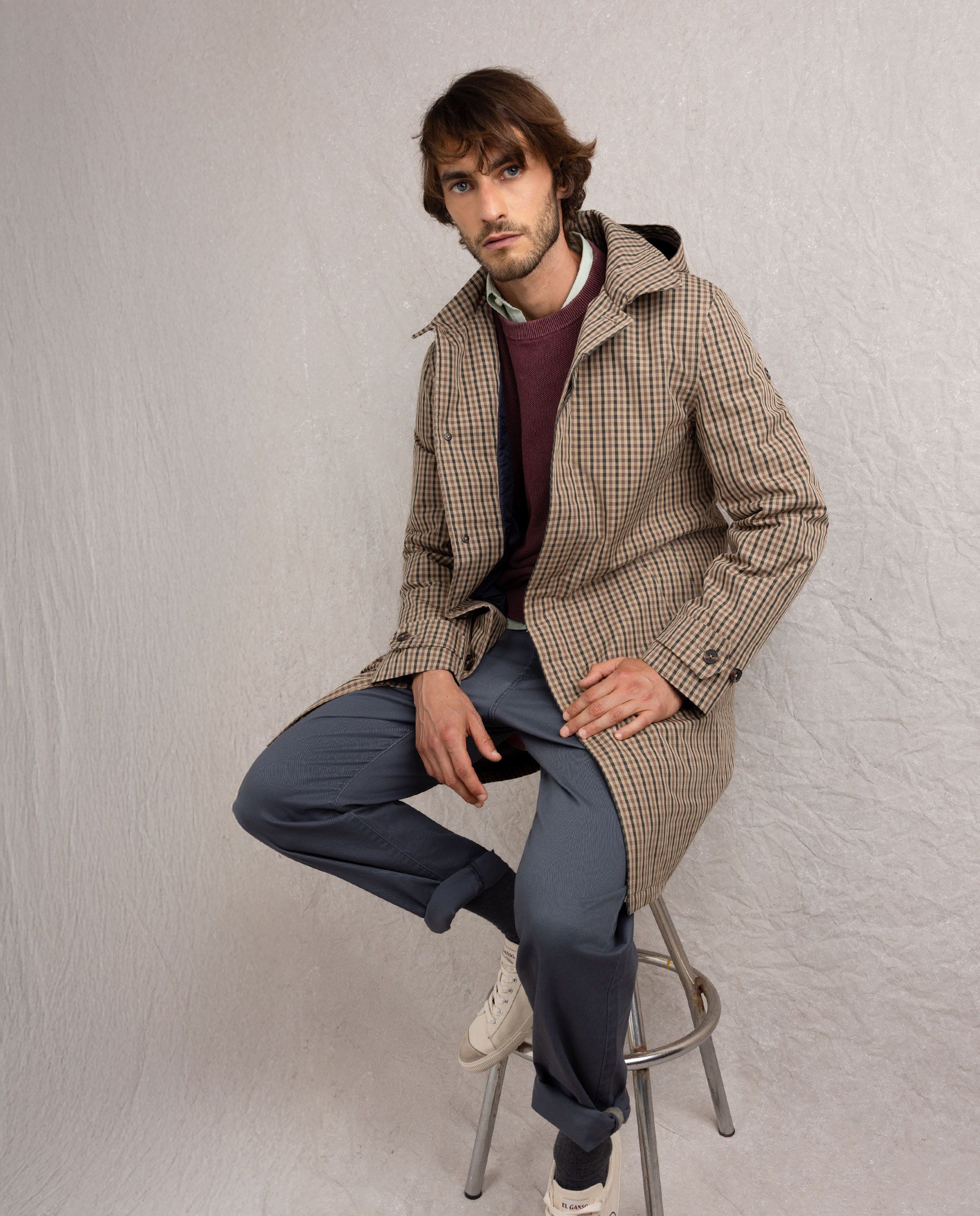 Imagen 3 de Gabardina de hombre acolchada cuadro harris - El Ganso - Marrón Marrón