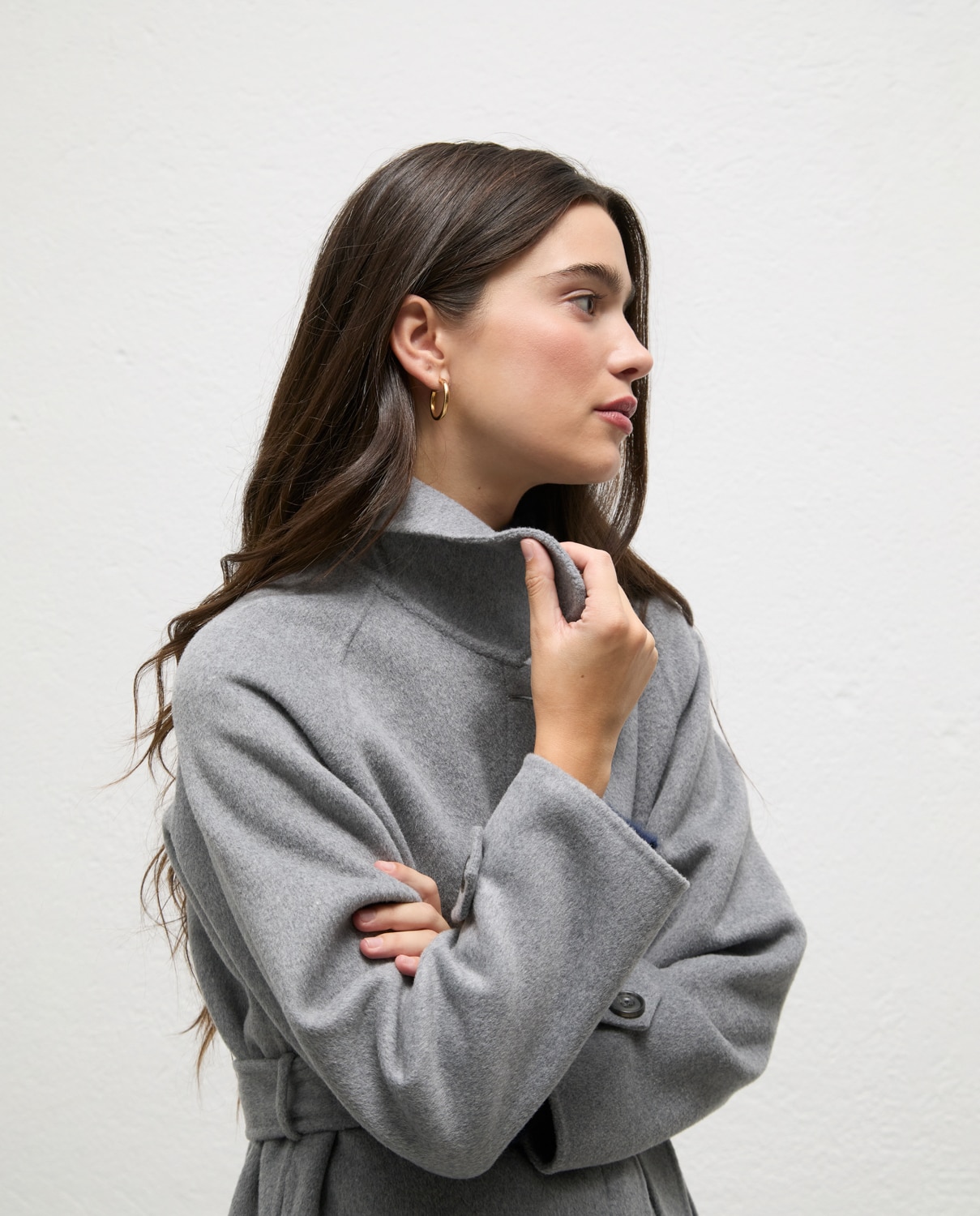 Abrigo de mujer de lana serena - El Ganso - Gris Gris-3