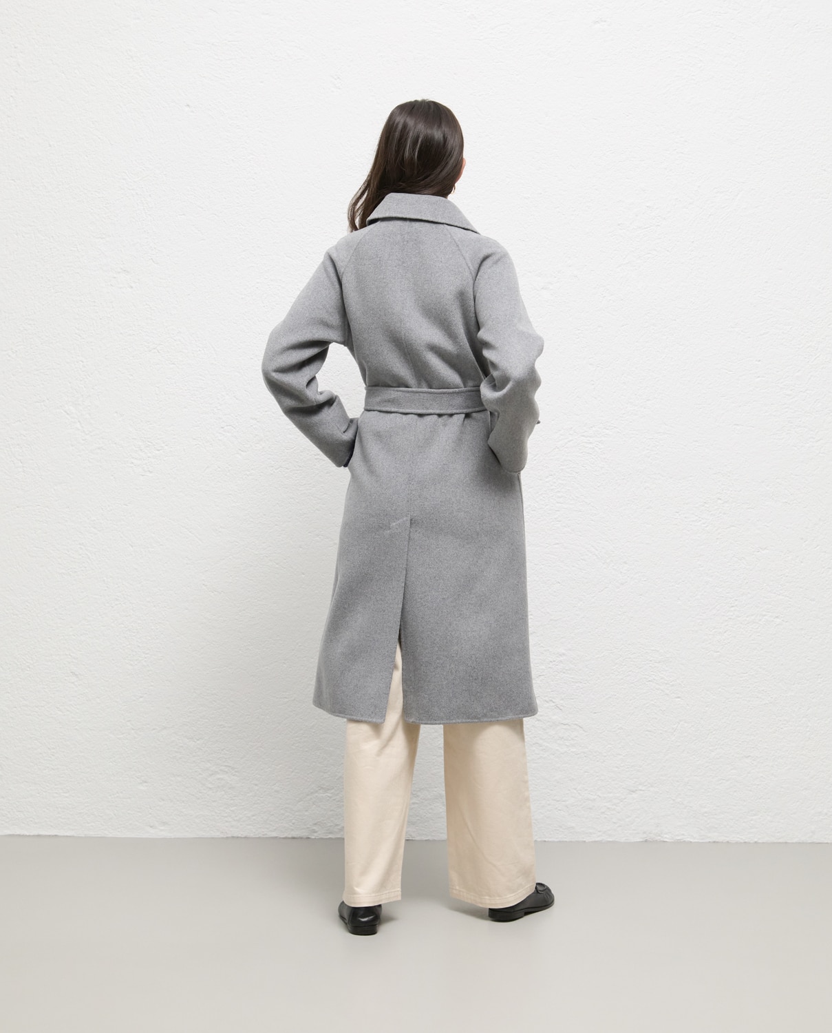 Abrigo de mujer de lana serena - El Ganso - Gris Gris-4