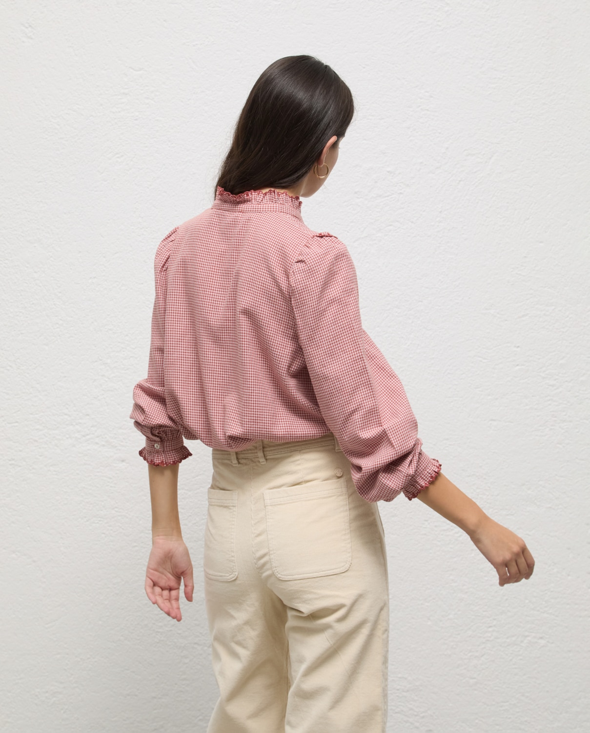 Blusa de mujer de cuadros lucie - El Ganso - Teja Teja-3