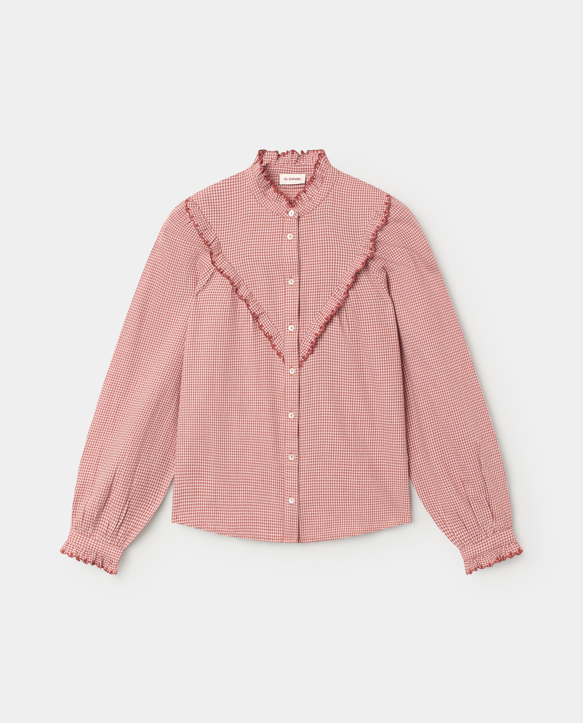 Blusa de mujer de cuadros lucie - El Ganso - Teja Teja-4