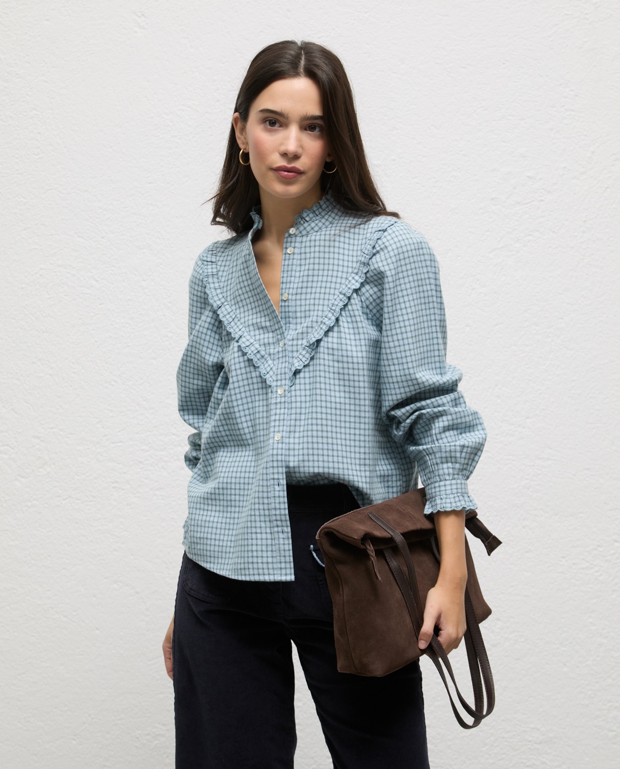 Blusa de mujer de cuadros lucie - El Ganso - Azul Azul-1