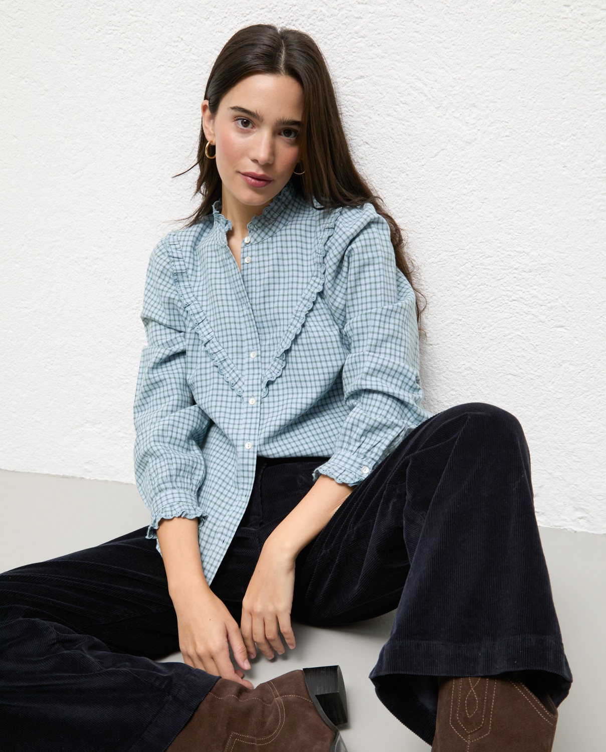 Blusa de mujer de cuadros lucie - El Ganso - Azul Azul-2