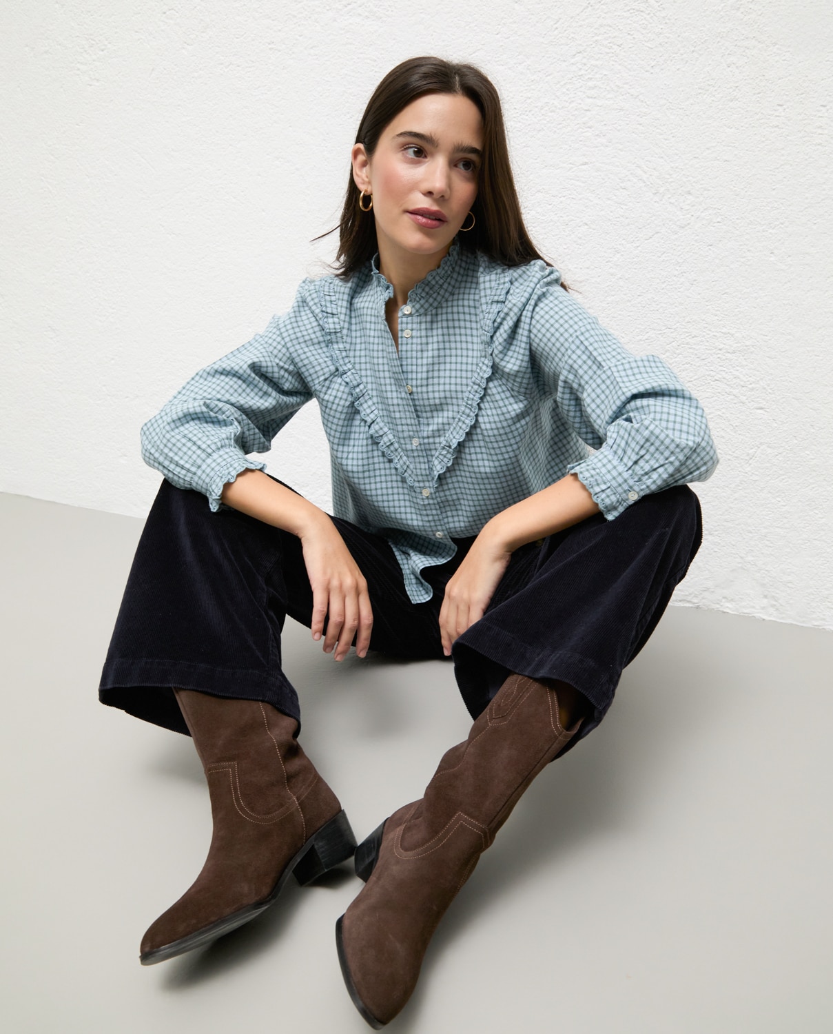 Blusa de mujer de cuadros lucie - El Ganso - Azul Azul-3