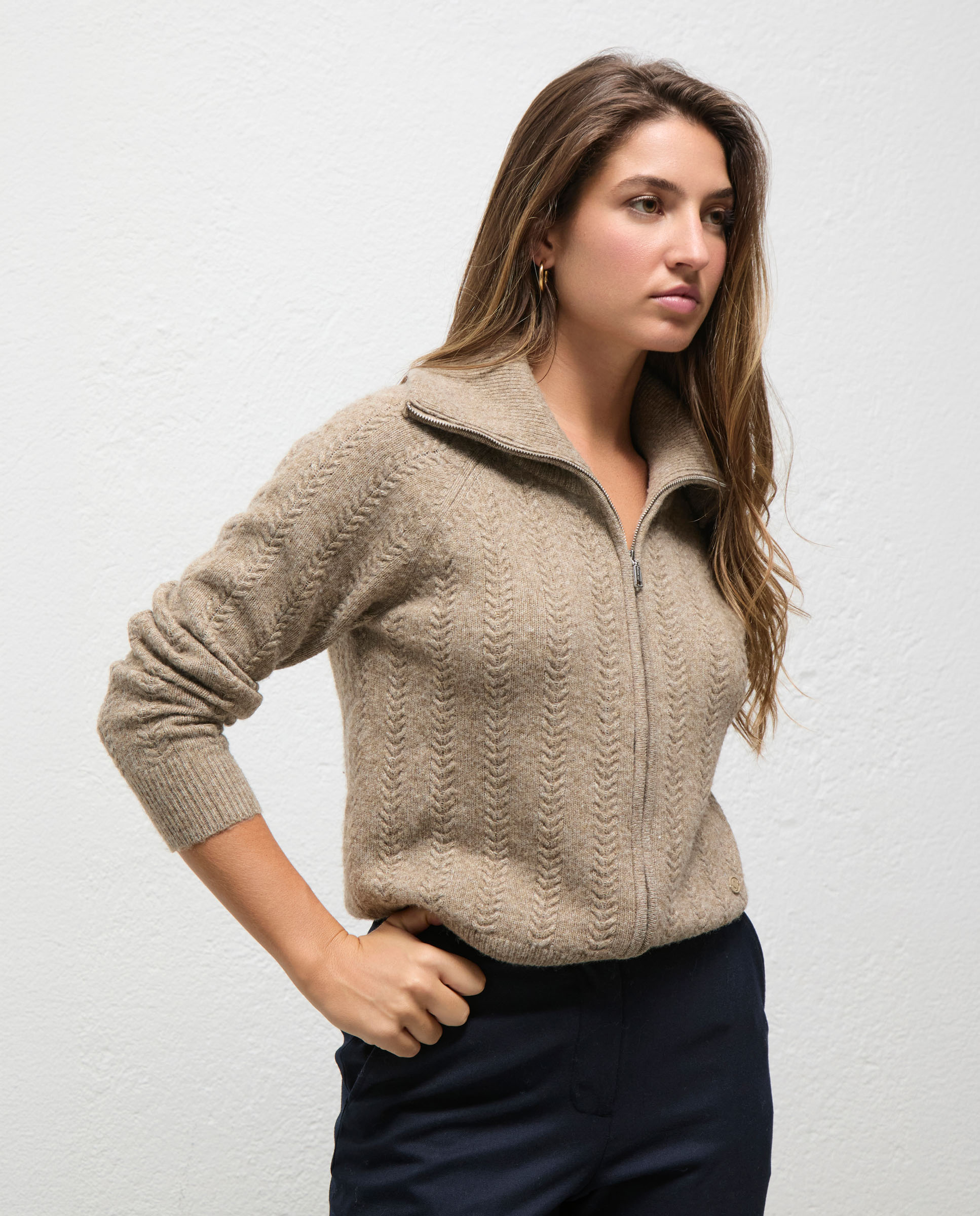 Cardigan de mujer con cremallera freya - El Ganso - Topo Topo-1