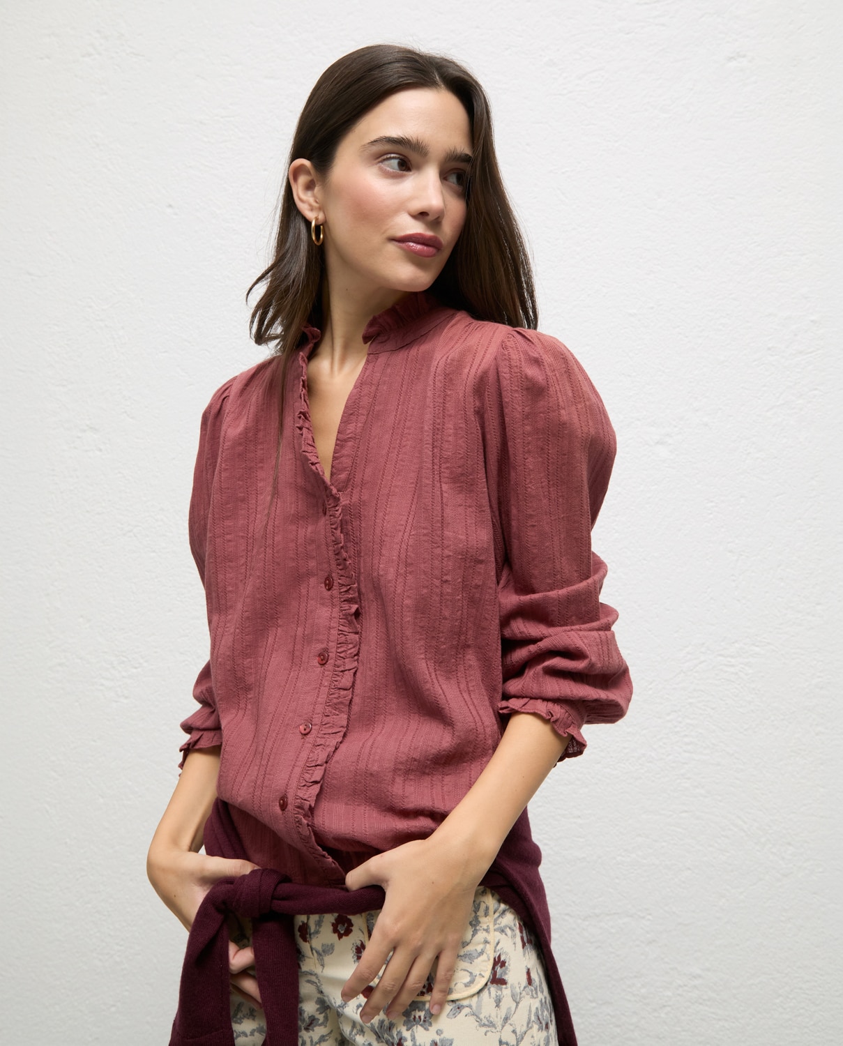 Camisa de mujer telvi algodón - El Ganso - Burdeos Burdeos-3