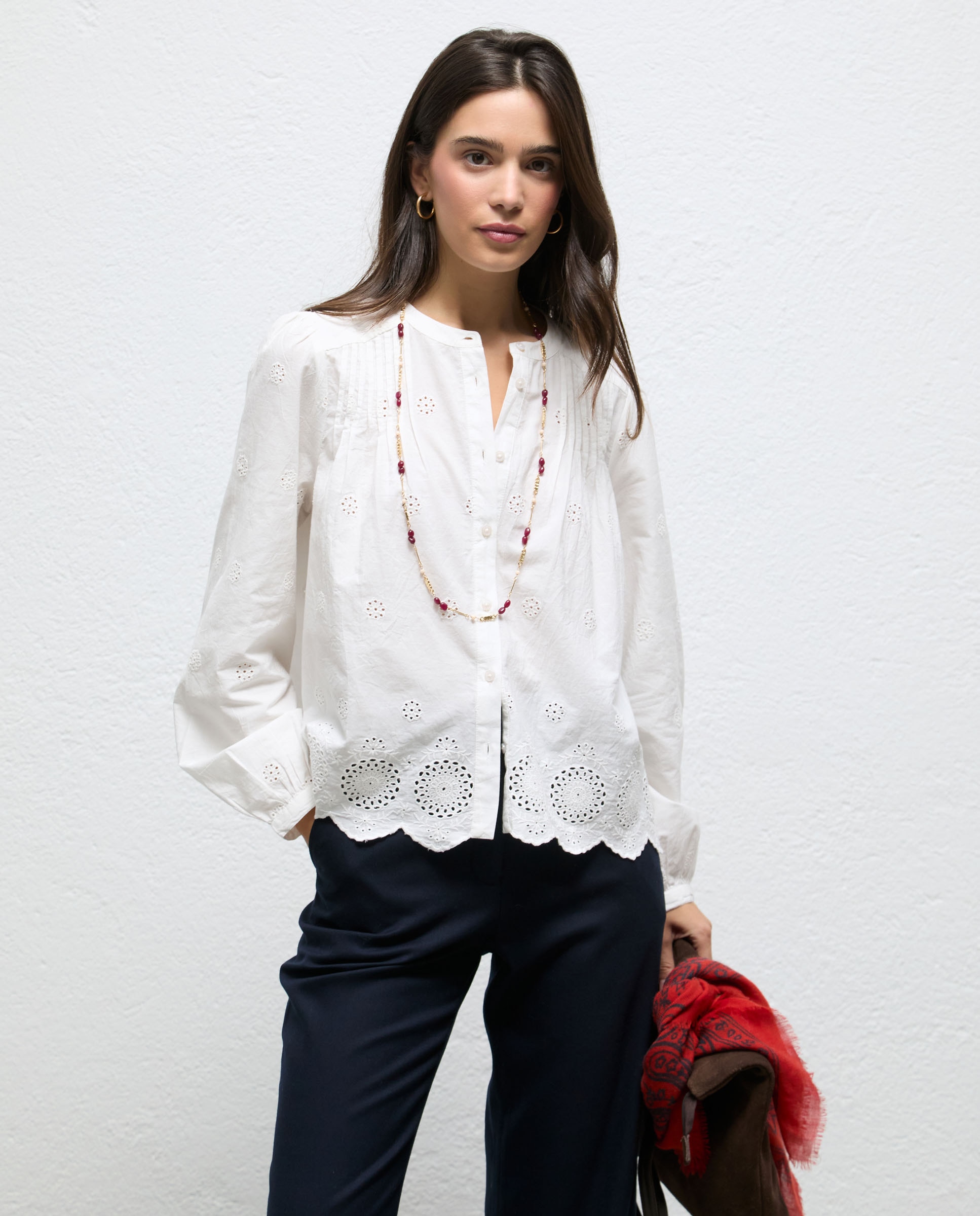 Blusa de mujer calados paola - El Ganso - Blanco Blanco-1