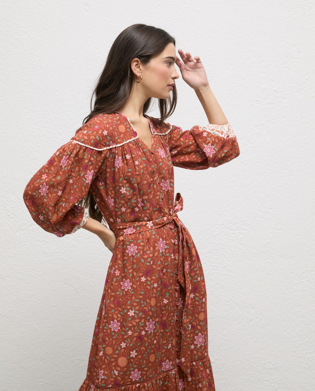 Vestido de mujer estampado kaia - El Ganso - Teja Teja-3