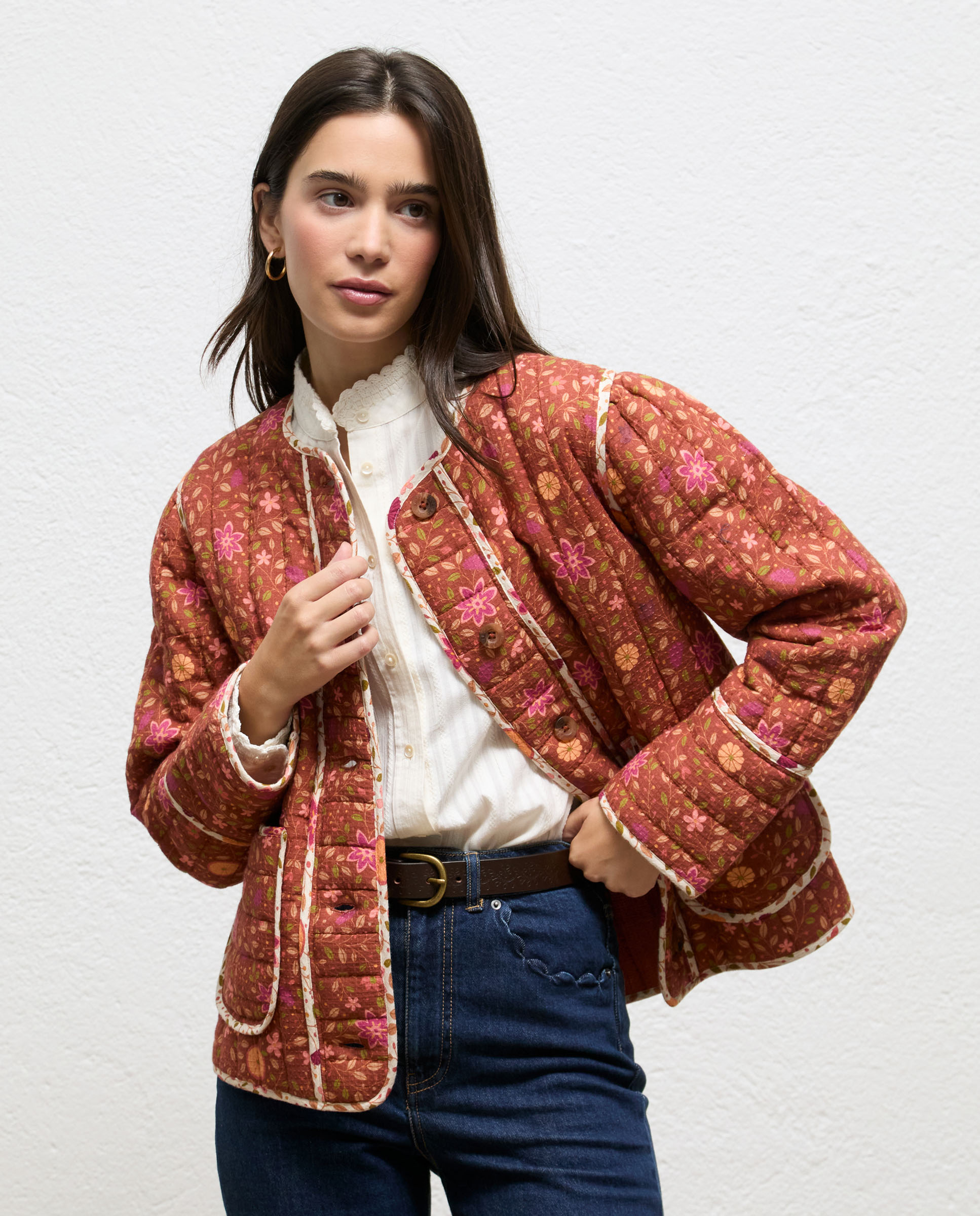 Chaqueta de mujer estampada flores katia - El Ganso - Naranja Naranja-2