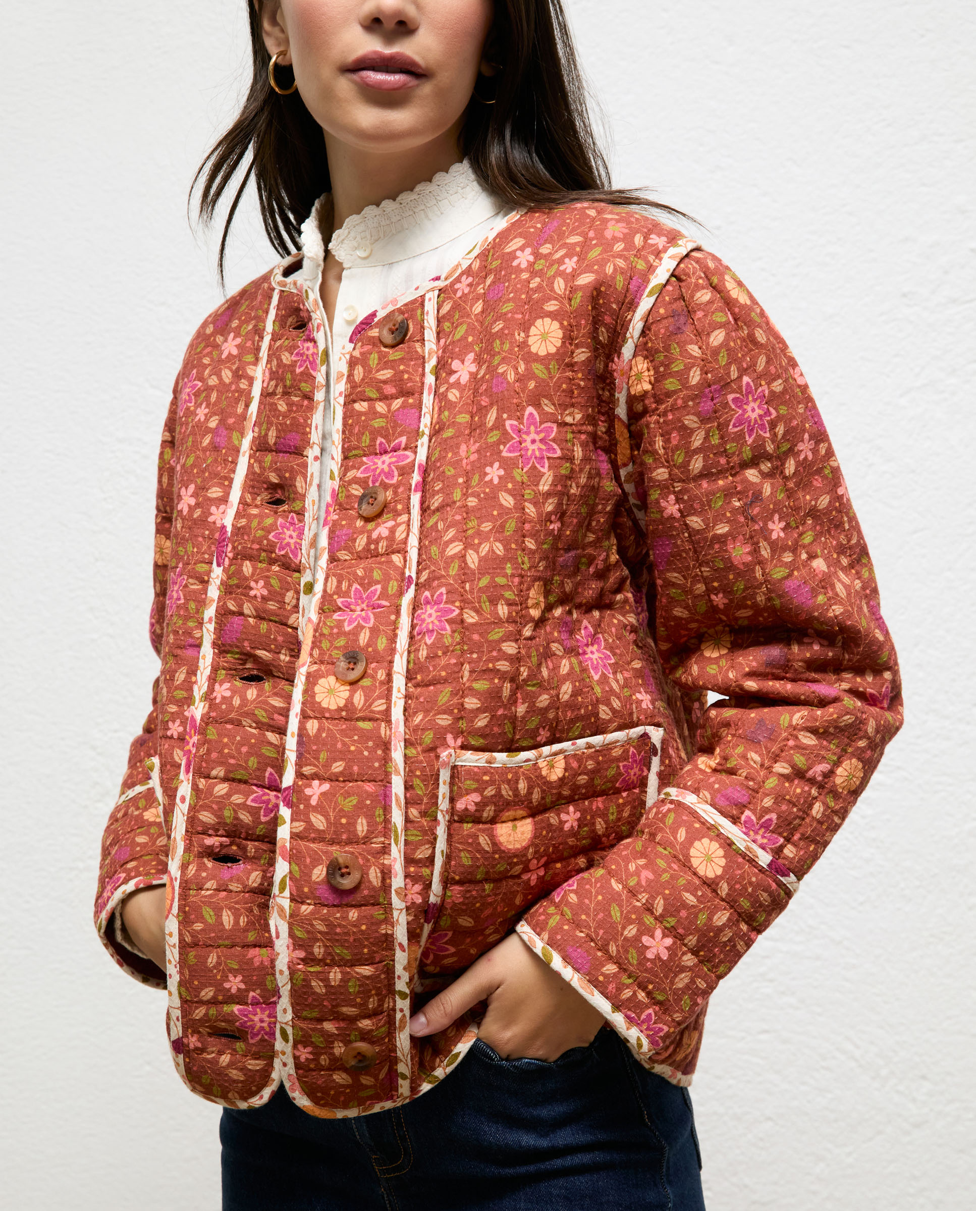 Chaqueta de mujer estampada flores katia - El Ganso - Naranja Naranja-3