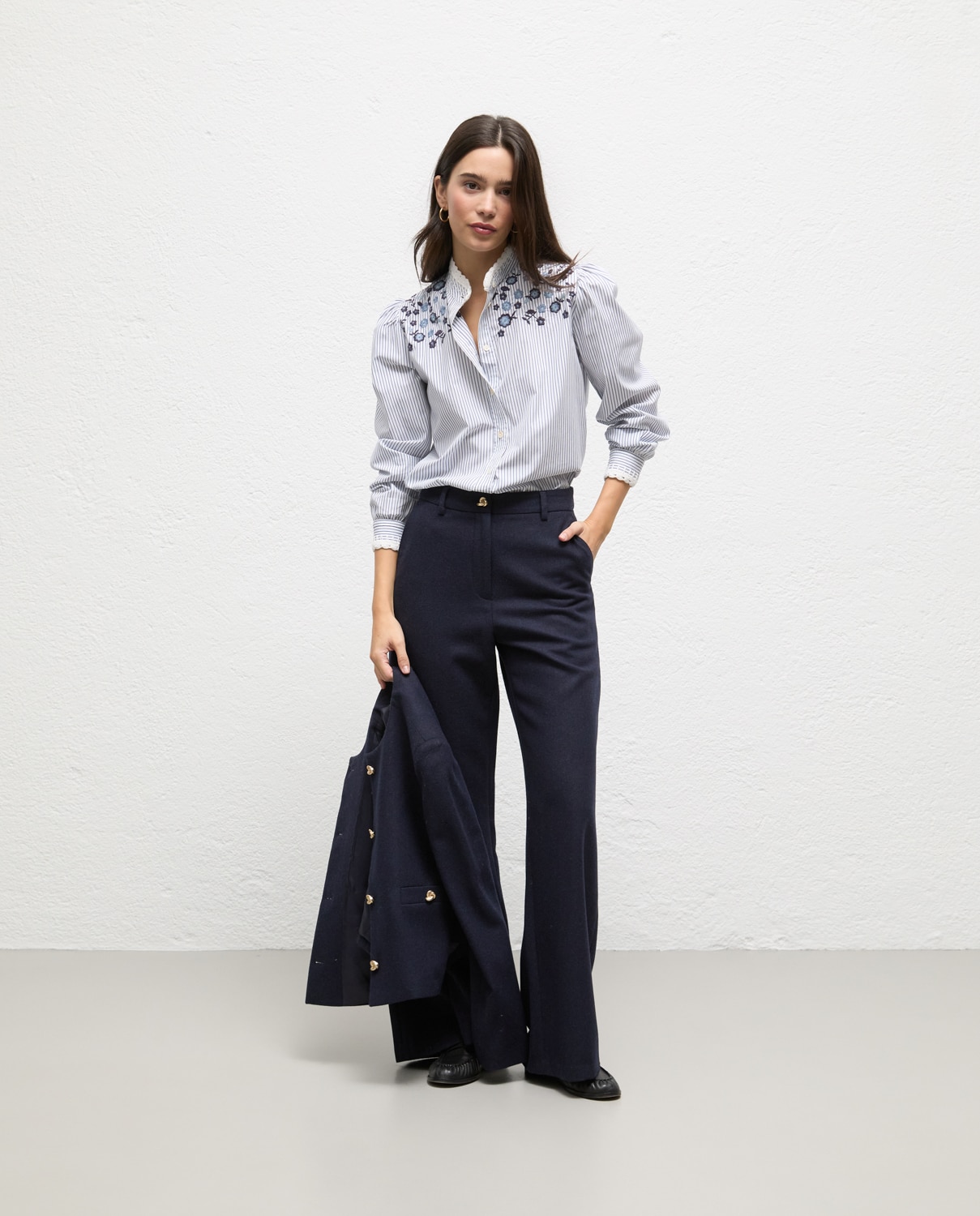 Camisa de mujer de algodón de rayas matilda - El Ganso - Azul Azul-2