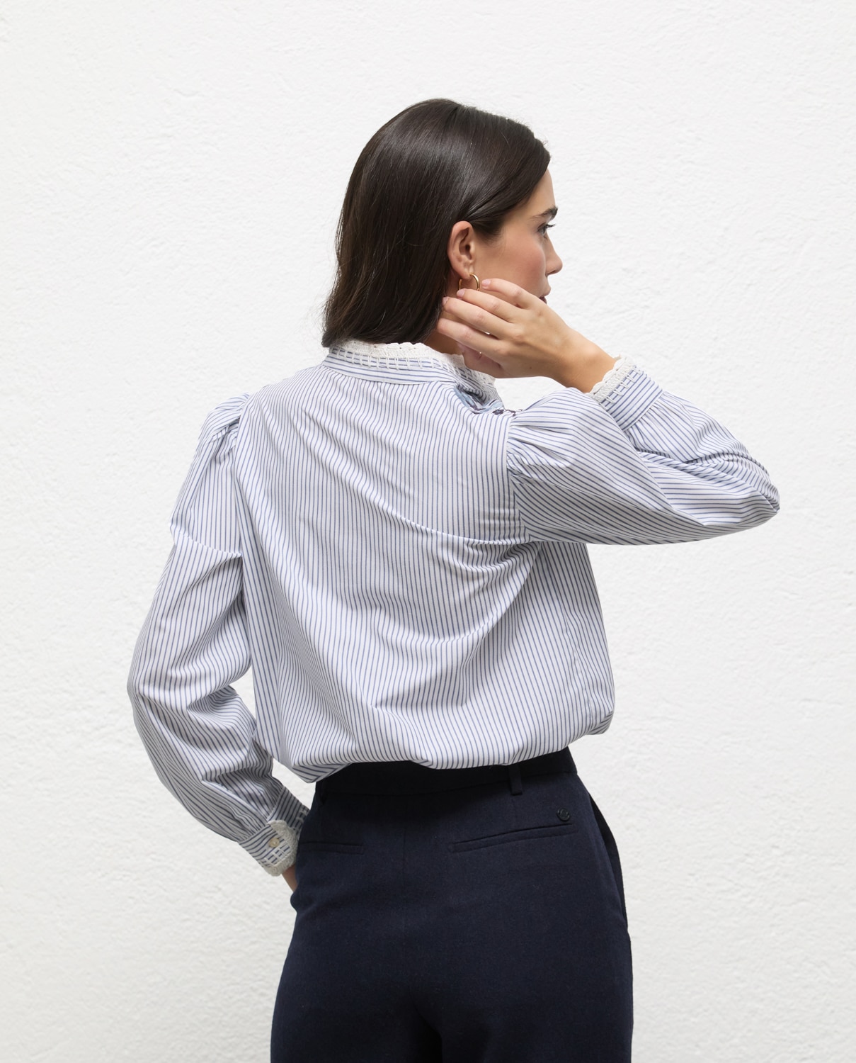 Camisa de mujer de algodón de rayas matilda - El Ganso - Azul Azul-4