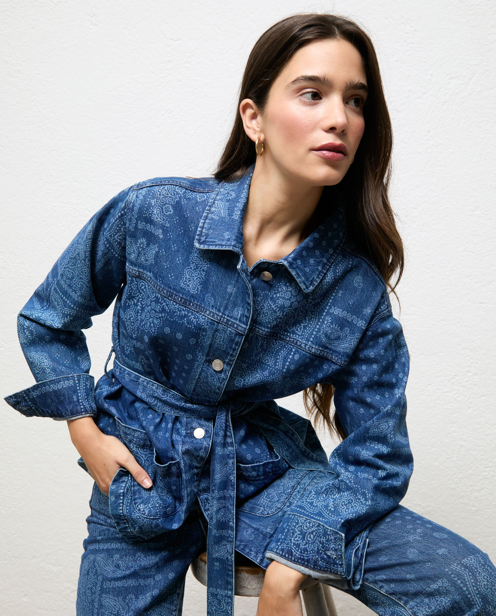 Chaqueta de mujer denim estampado petra - El Ganso - Azul Azul-2